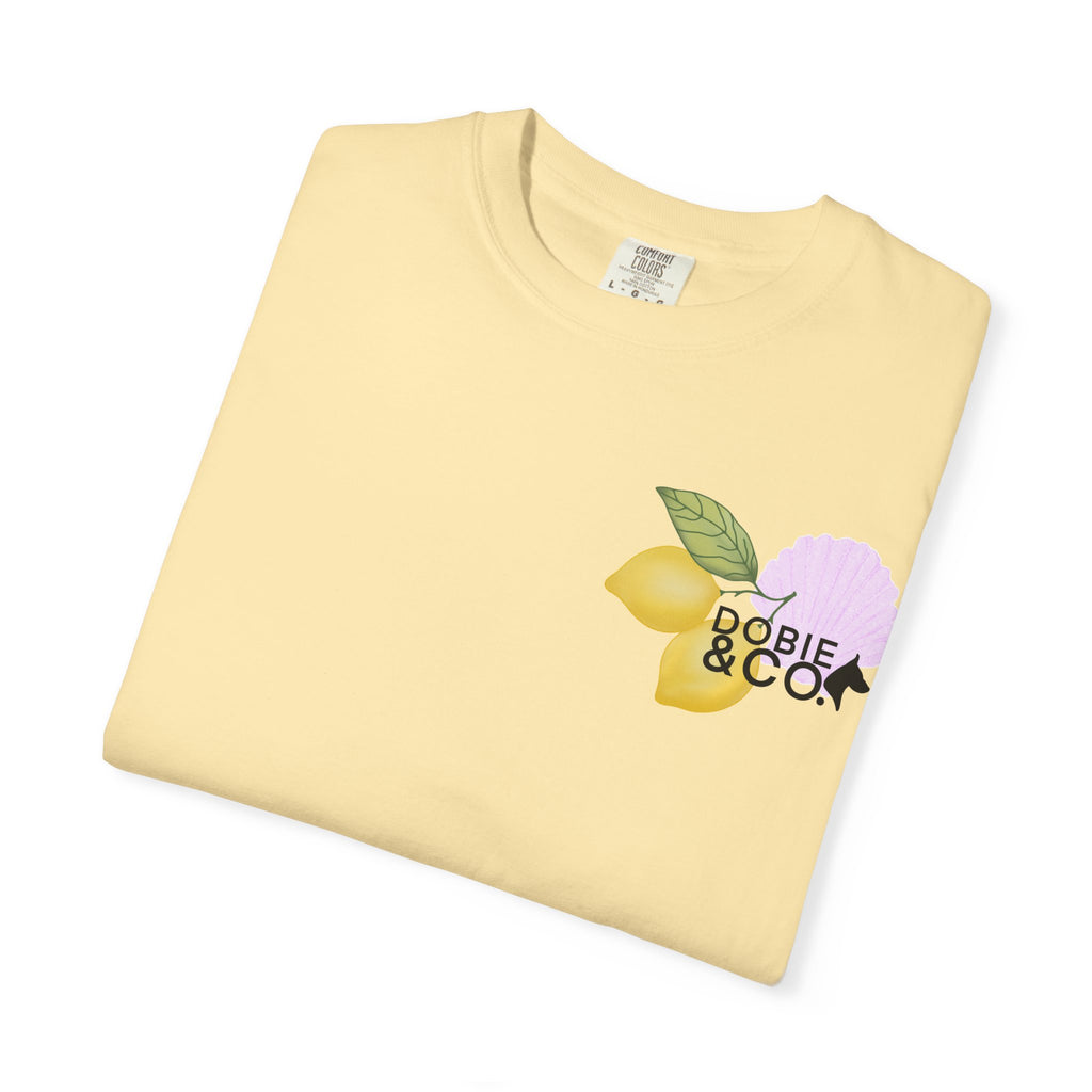 Surf Lemon Graphic T-Shirt — Vintage Surfboard & Floral Beach Tee