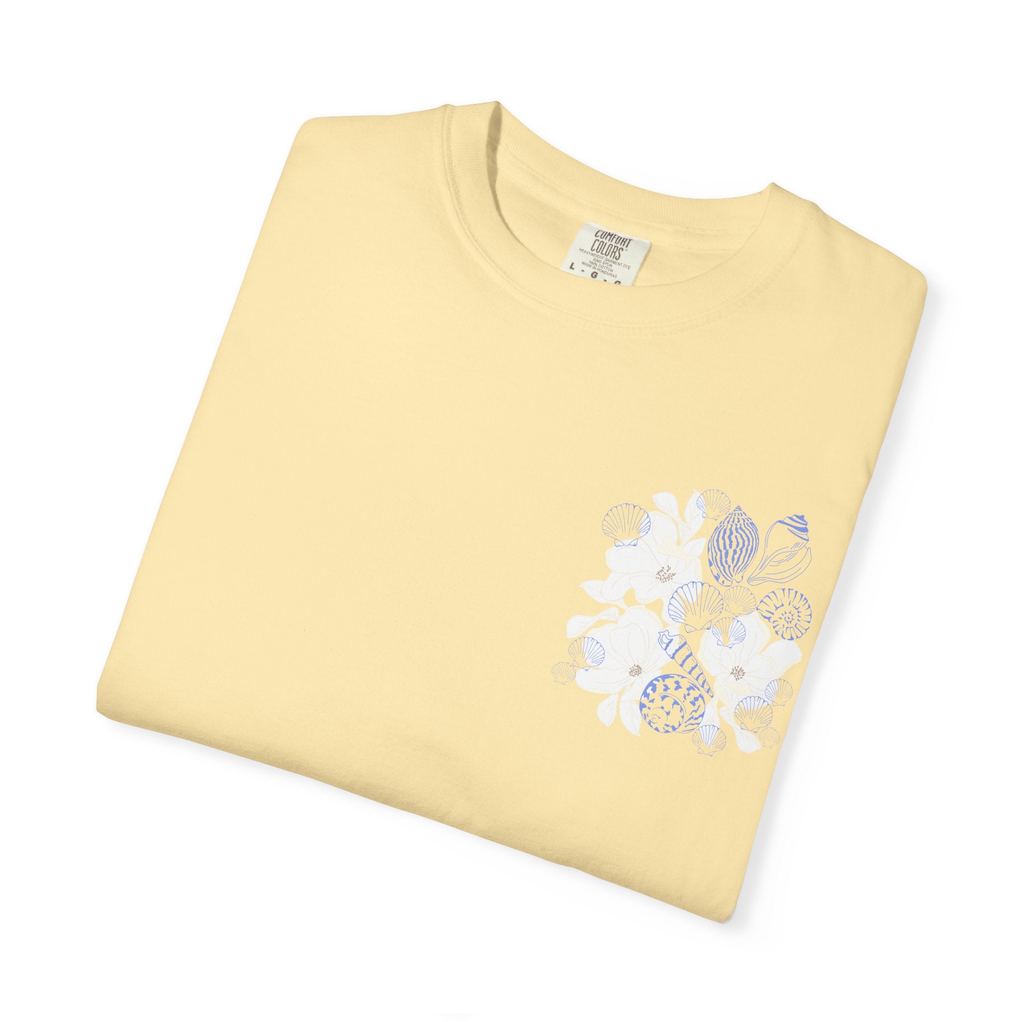 Southern Bred, Ocean Fed T-Shirt — Coastal Shell Print Garment-Dyed Tee