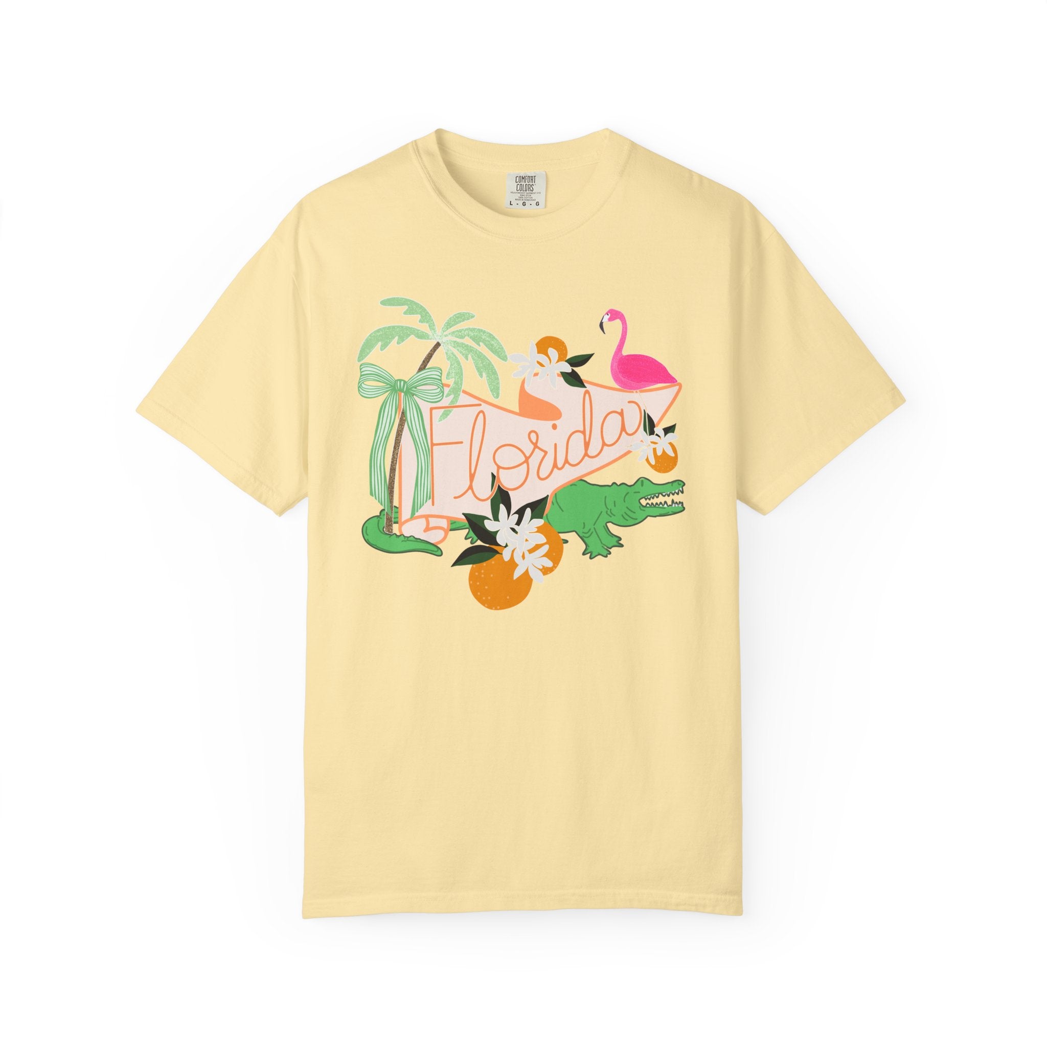 Florida T-Shirt — Retro Flamingo, Palm & Orange Graphic