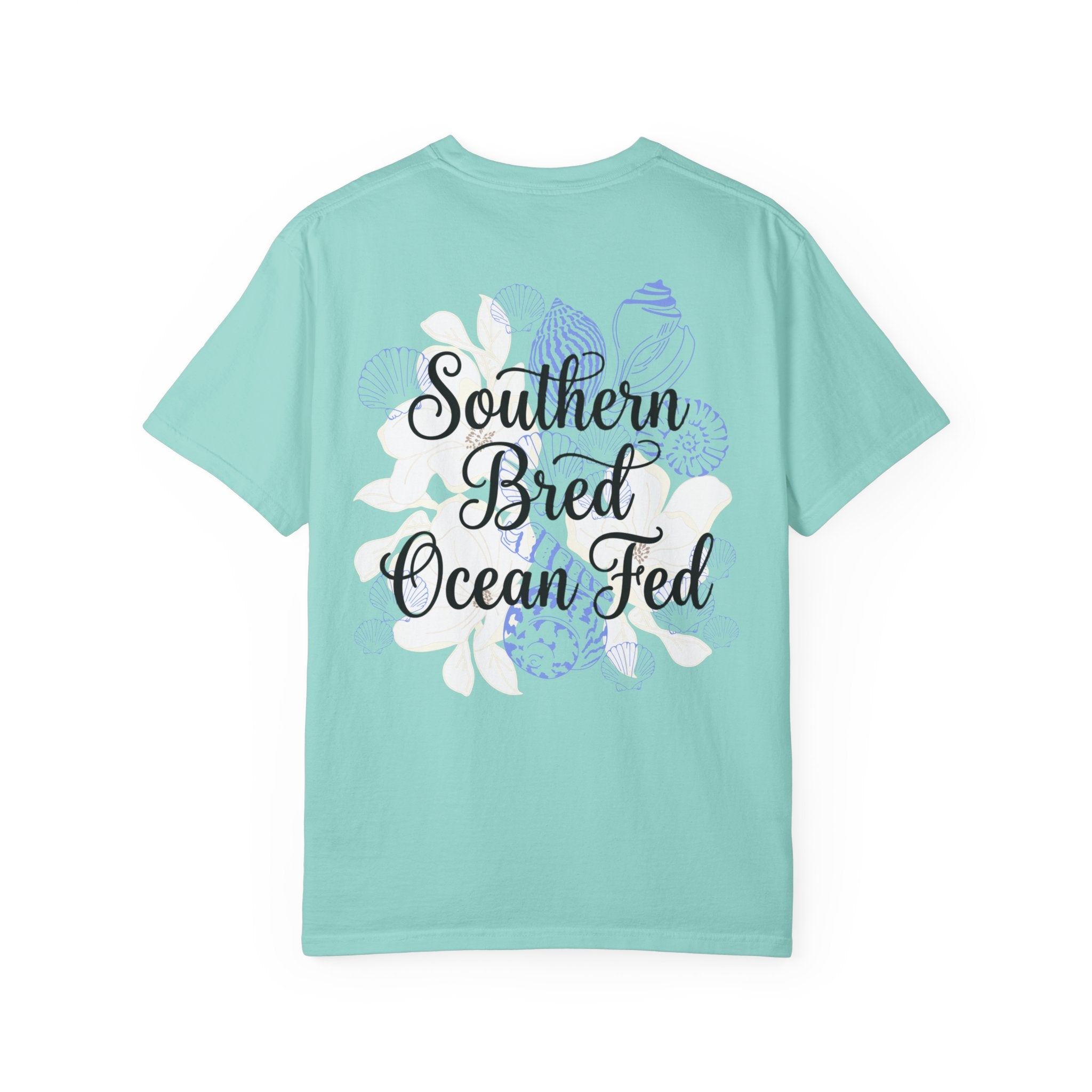 Southern Bred, Ocean Fed T-Shirt — Coastal Shell Print Garment-Dyed Tee