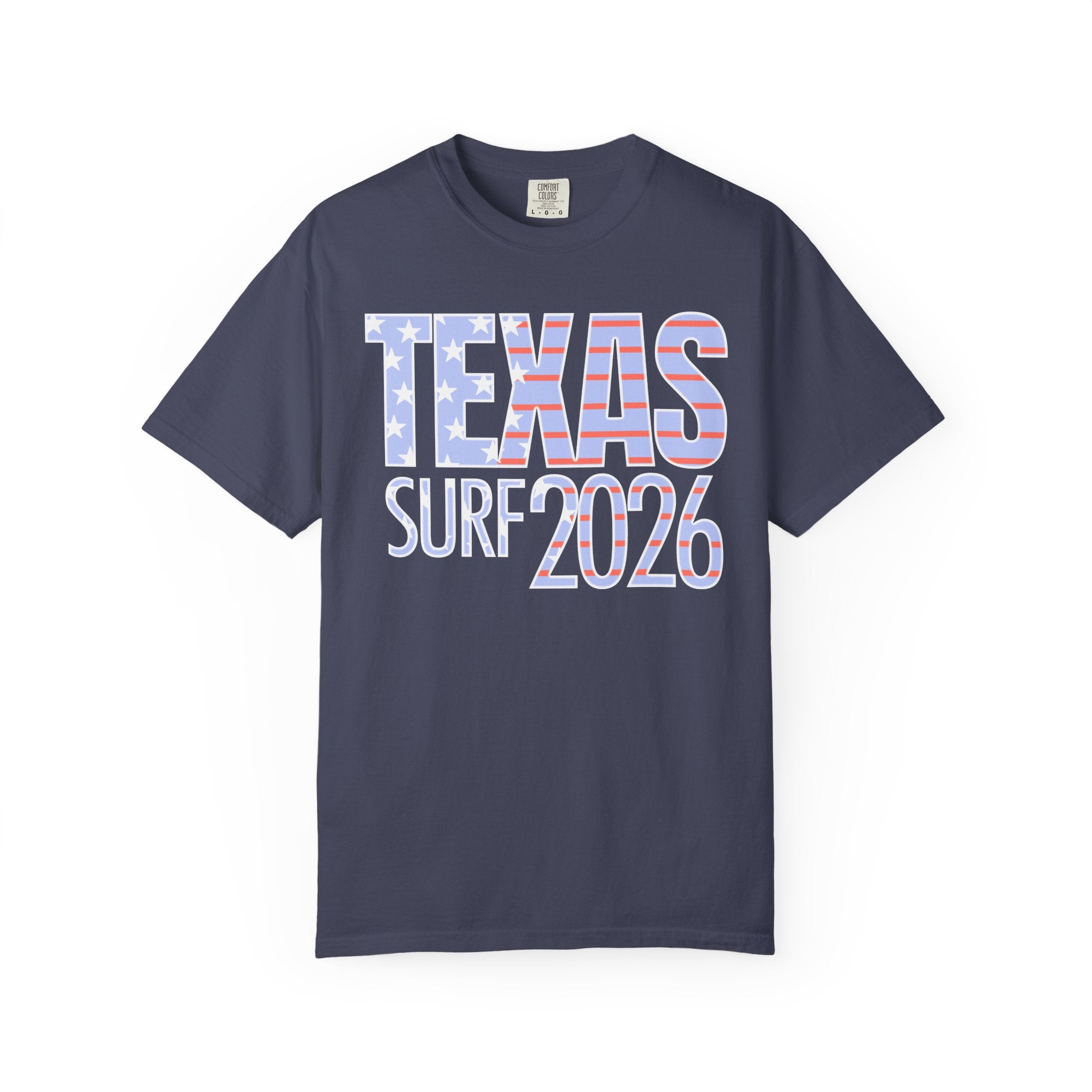 Texas Surf 2026 T-Shirt — American Flag Retro Beach Tee