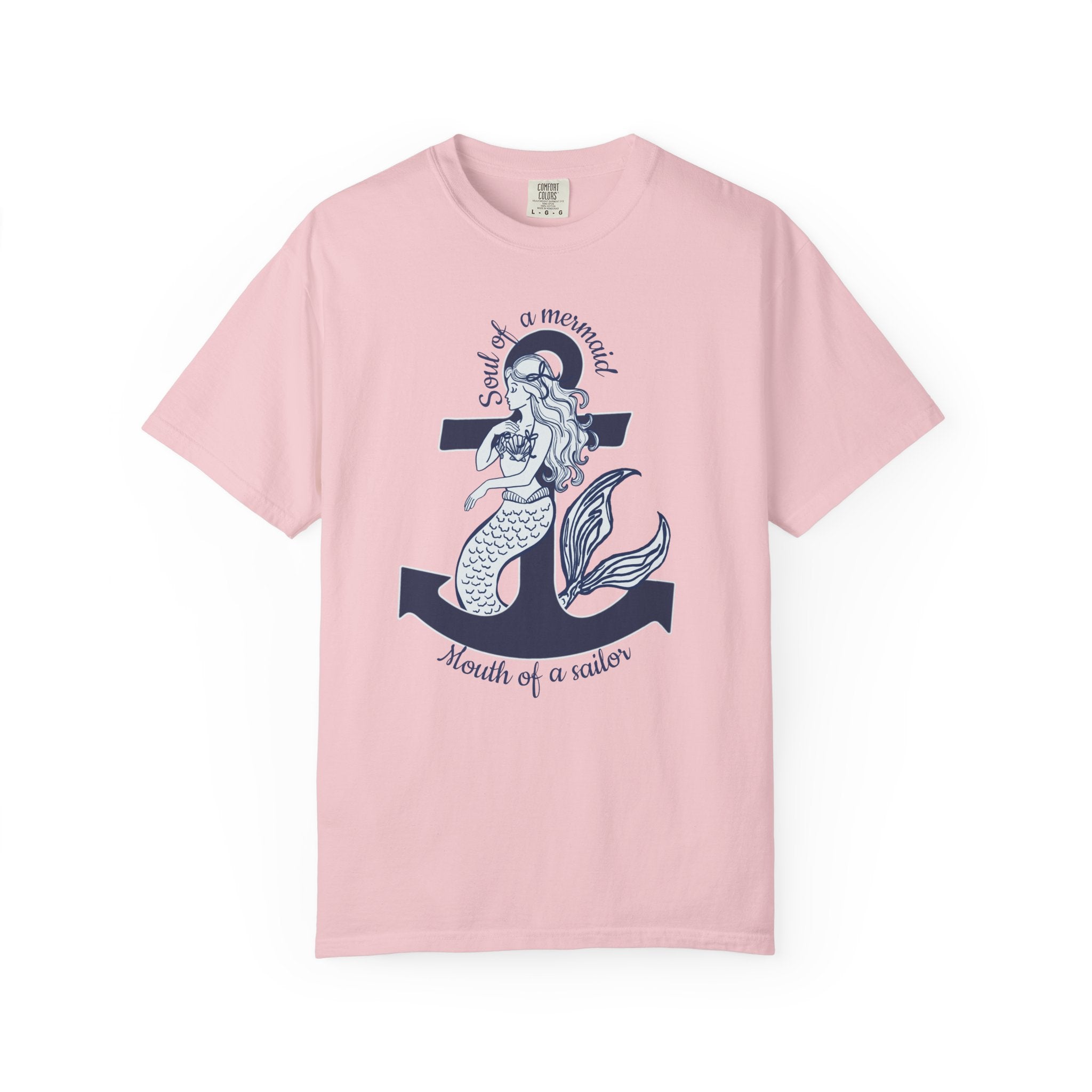 Mermaid & Anchor Graphic T-Shirt — "Soul of a Mermaid, Mouth of a Sailor"
