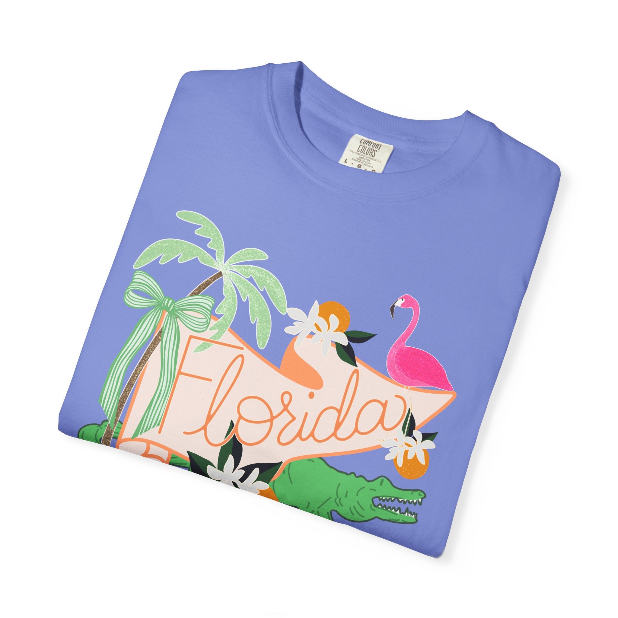Florida T-Shirt — Retro Flamingo, Palm & Orange Graphic