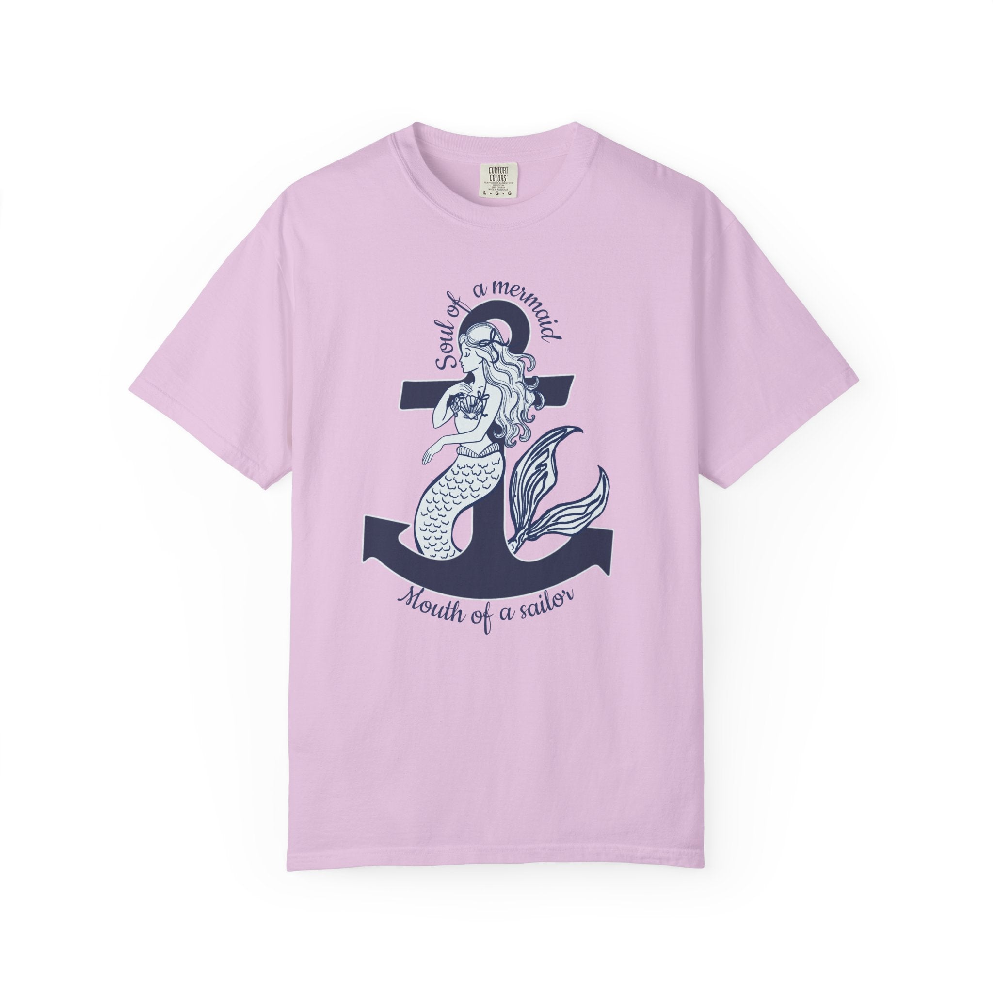 Mermaid & Anchor Graphic T-Shirt — "Soul of a Mermaid, Mouth of a Sailor"