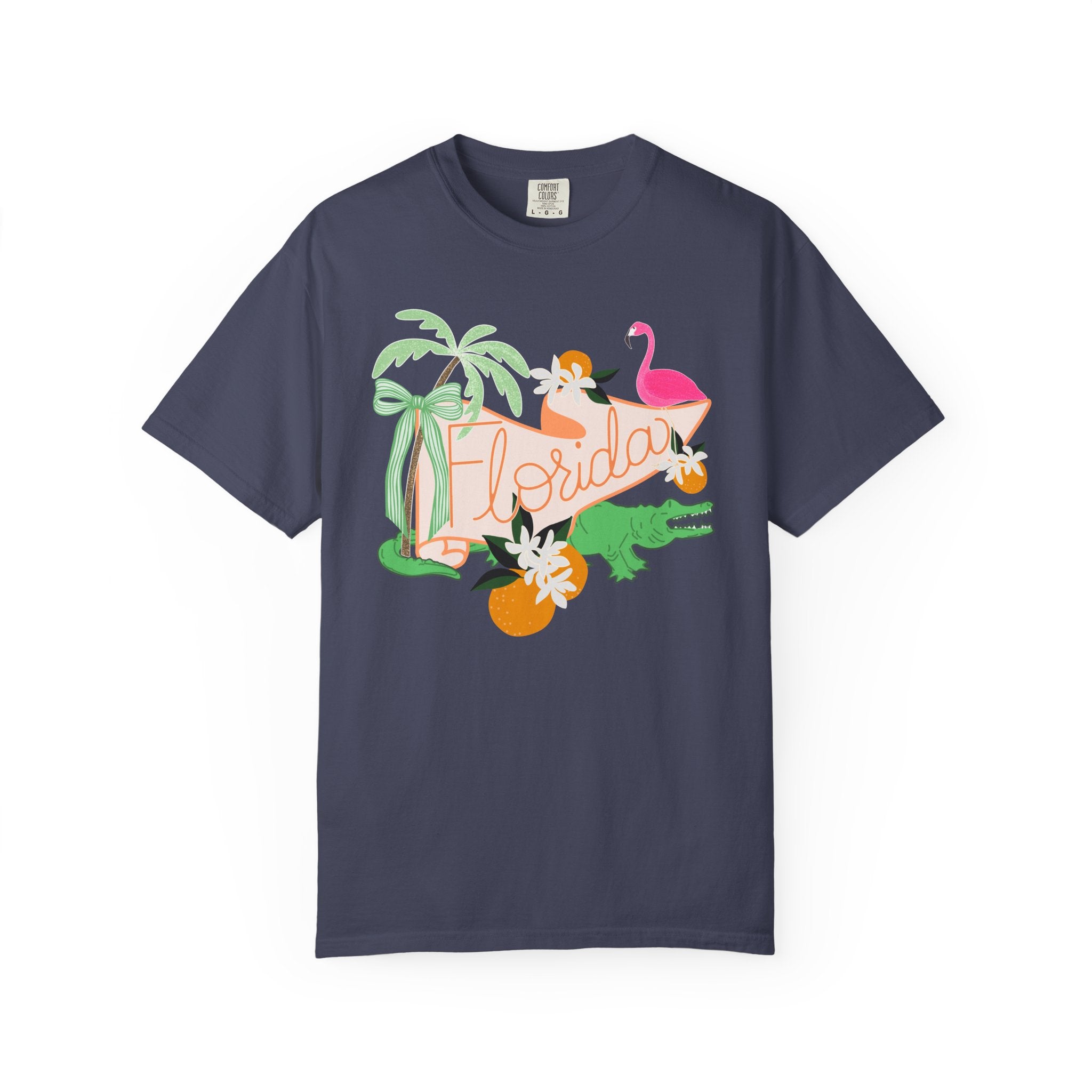 Florida T-Shirt — Retro Flamingo, Palm & Orange Graphic