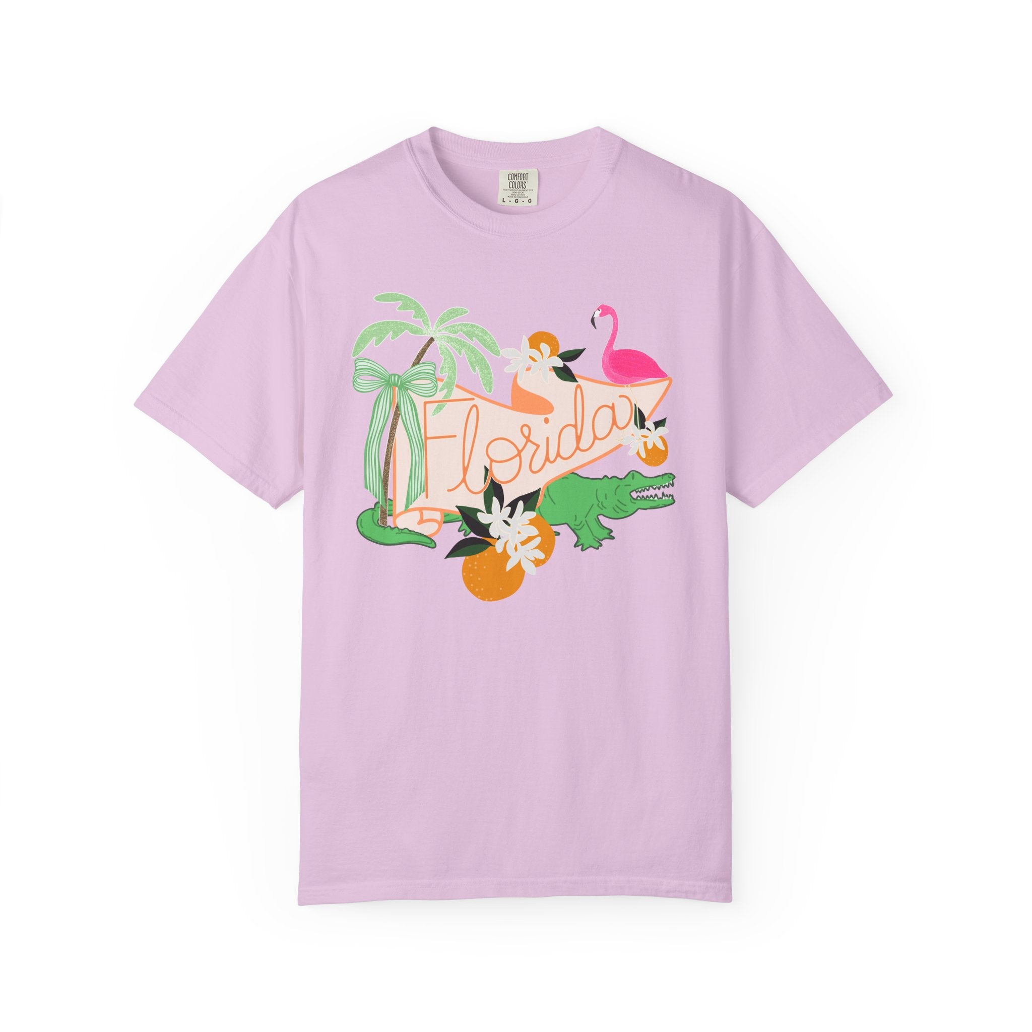 Florida T-Shirt — Retro Flamingo, Palm & Orange Graphic