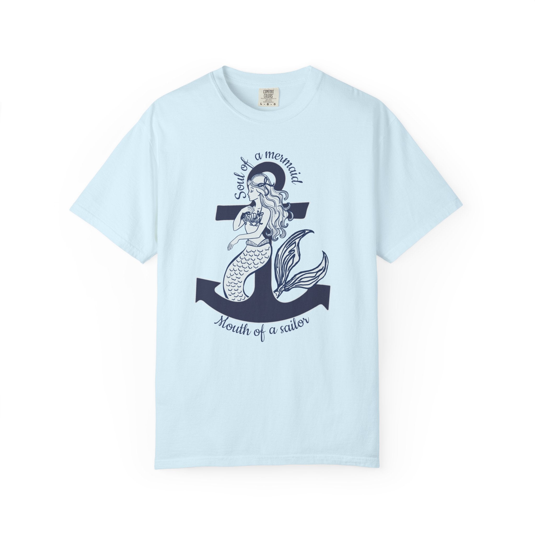 Mermaid & Anchor Graphic T-Shirt — "Soul of a Mermaid, Mouth of a Sailor"