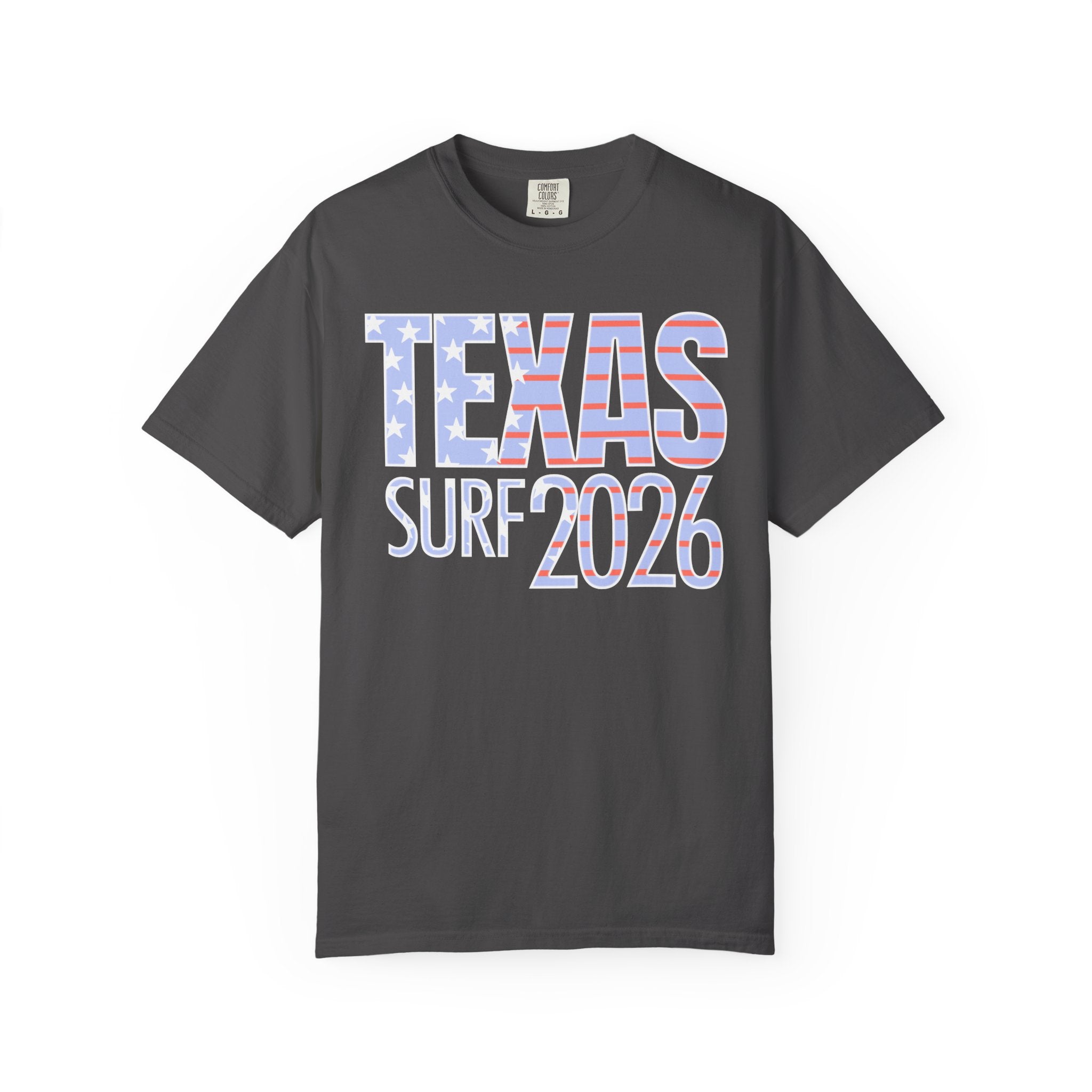 Texas Surf 2026 T-Shirt — American Flag Retro Beach Tee