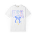 USA Bow Graphic T-Shirt — Pastel Stars Patriotic Tee