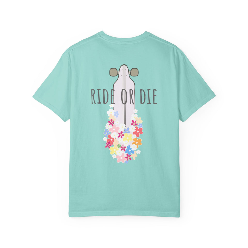 Ride or Die Skateboard T-Shirt — Floral Longboard Tee