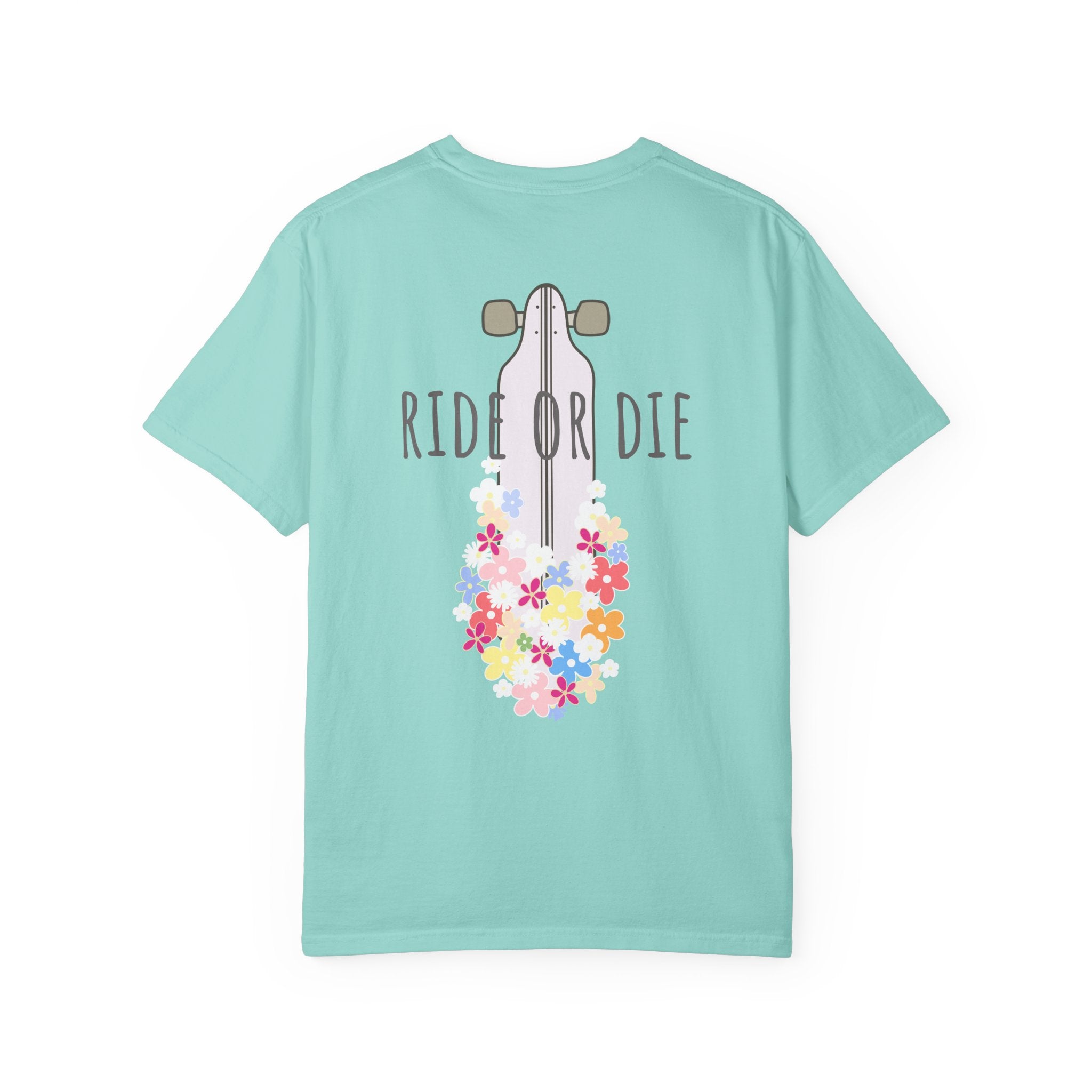 Ride or Die Skateboard T-Shirt — Floral Longboard Tee