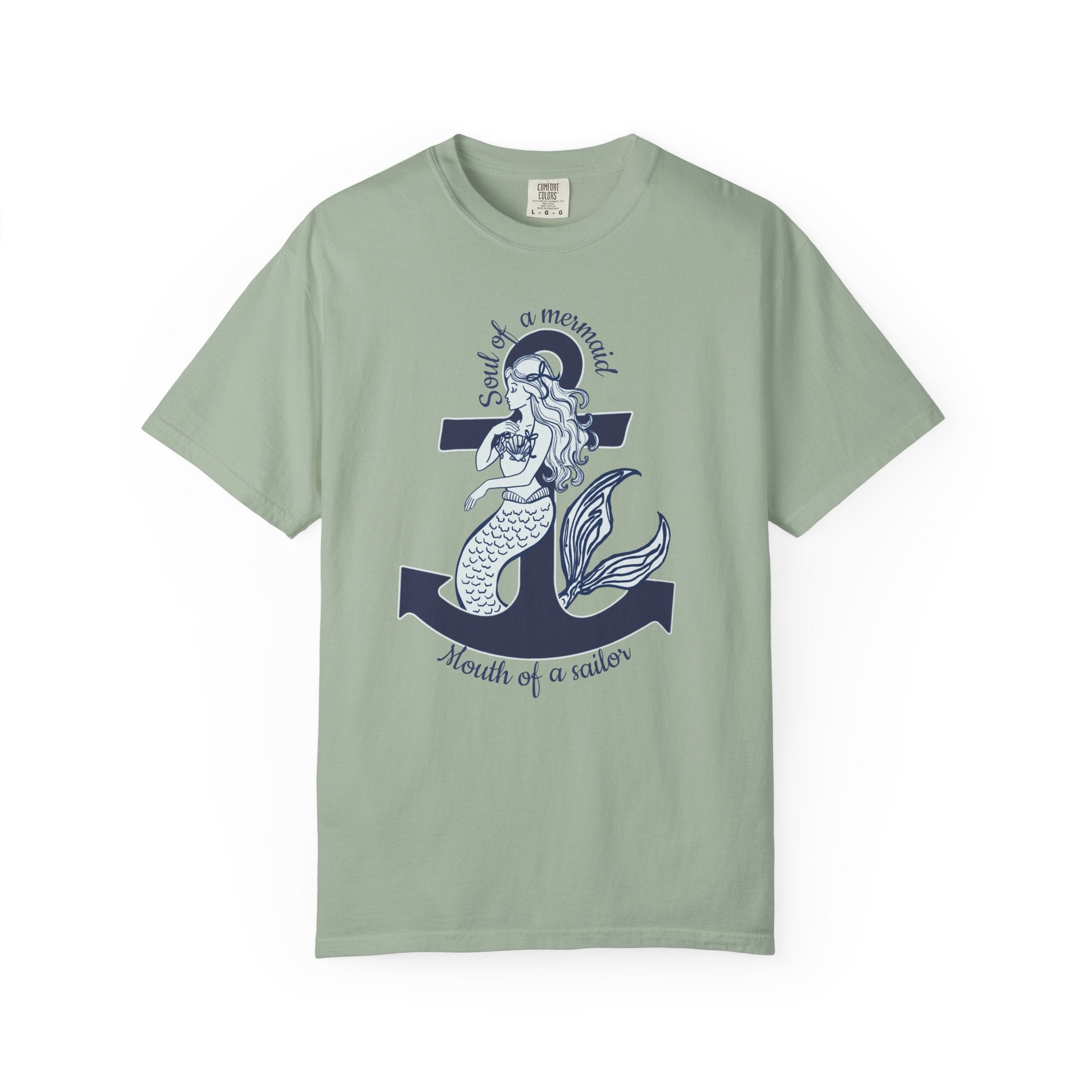 Mermaid & Anchor Graphic T-Shirt — "Soul of a Mermaid, Mouth of a Sailor"