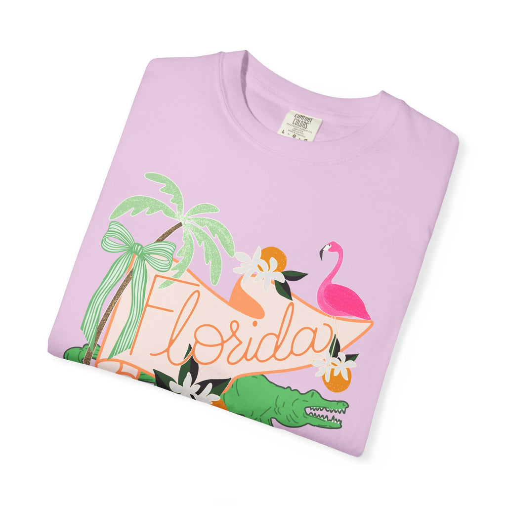 Florida T-Shirt — Retro Flamingo, Palm & Orange Graphic