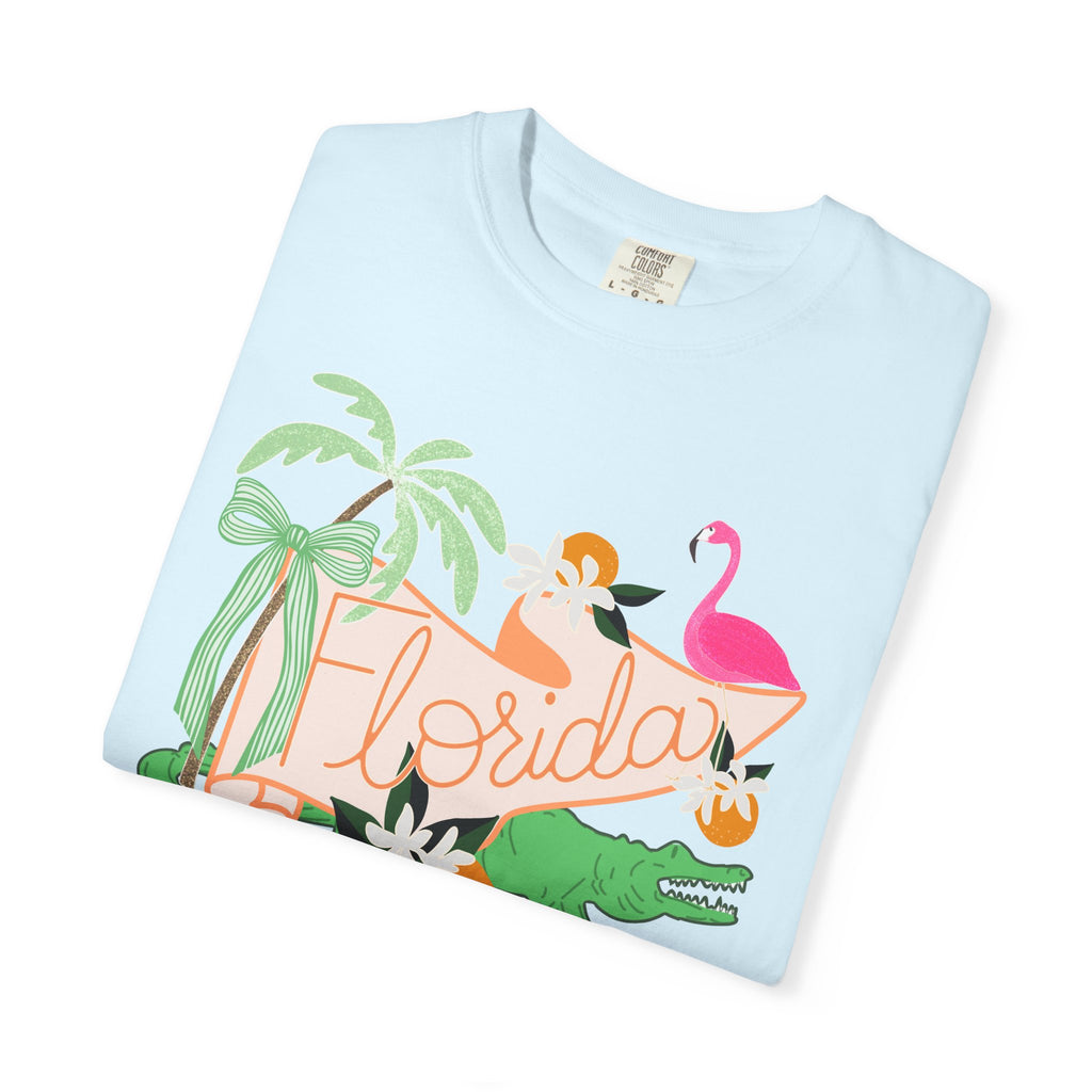 Florida T-Shirt — Retro Flamingo, Palm & Orange Graphic