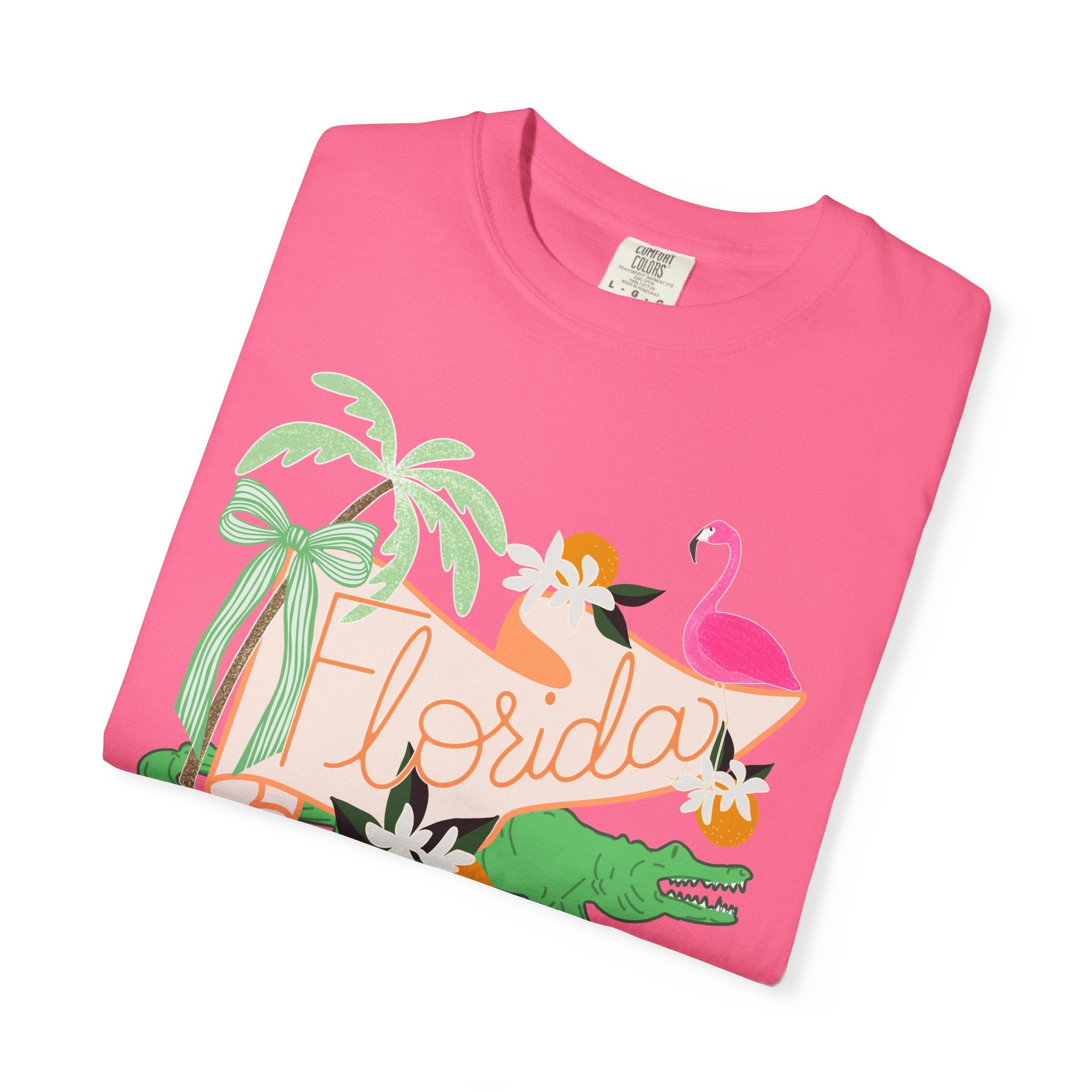 Florida T-Shirt — Retro Flamingo, Palm & Orange Graphic