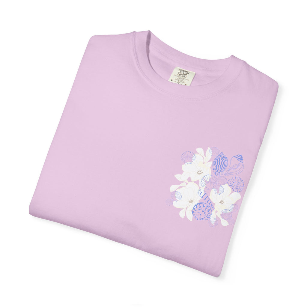 Southern Bred, Ocean Fed T-Shirt — Coastal Shell Print Garment-Dyed Tee