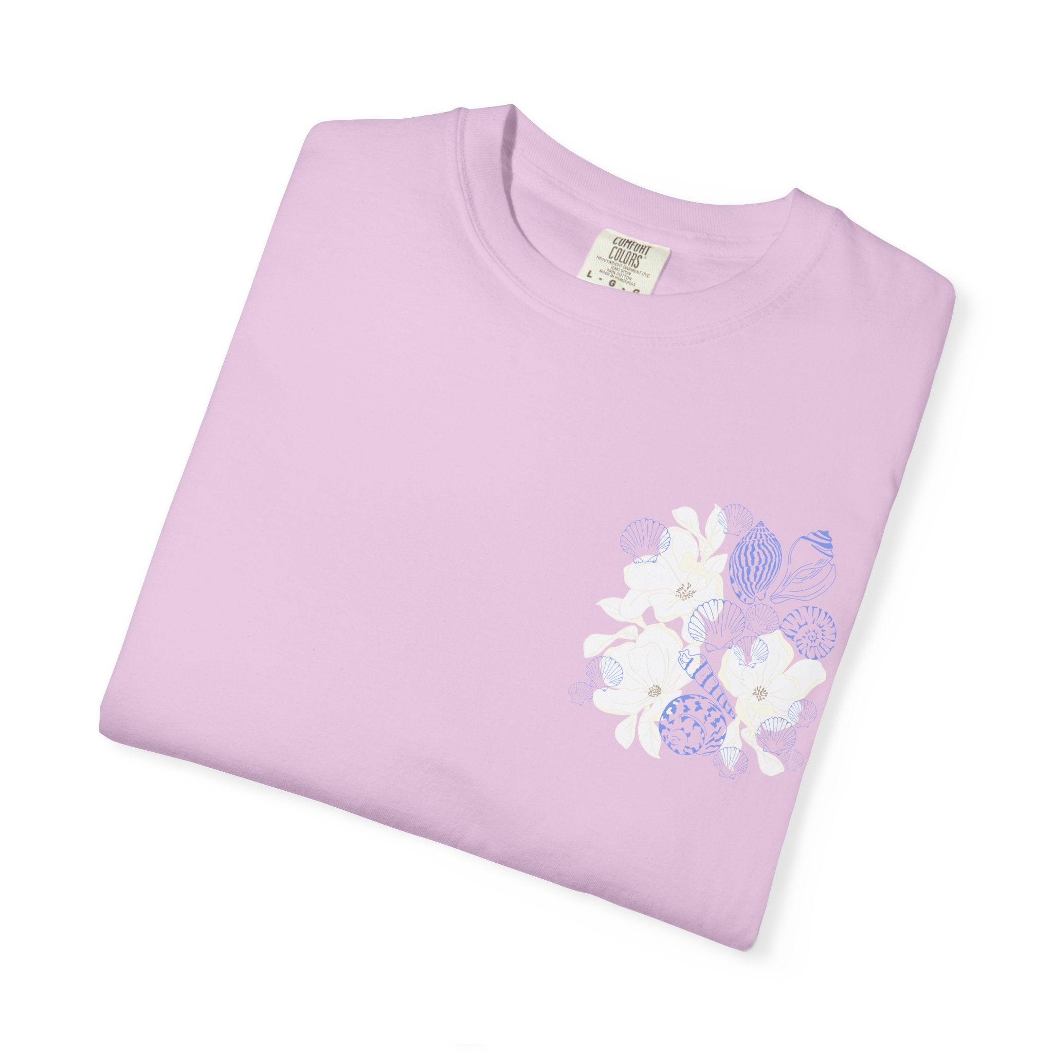 Southern Bred, Ocean Fed T-Shirt — Coastal Shell Print Garment-Dyed Tee