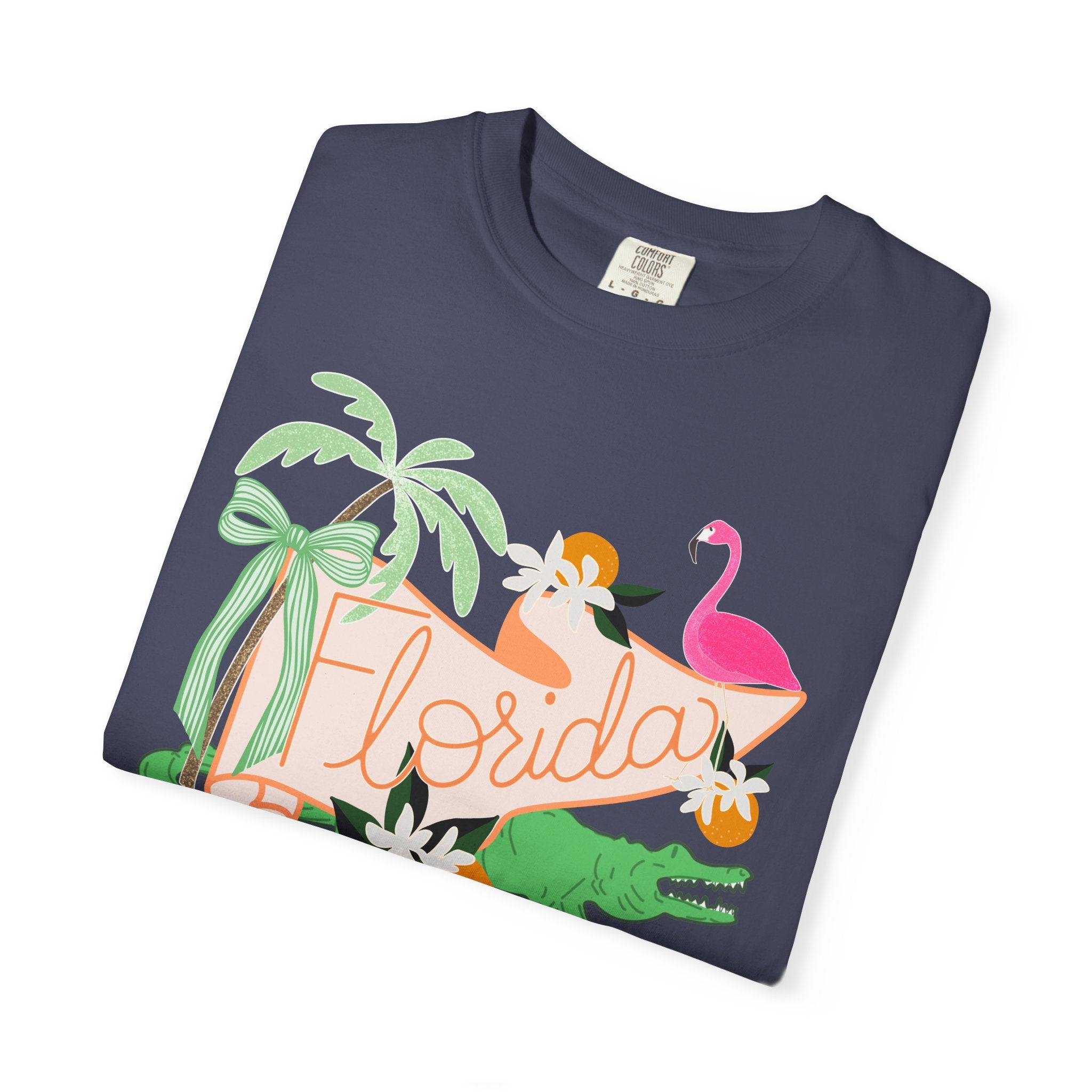 Florida T-Shirt — Retro Flamingo, Palm & Orange Graphic