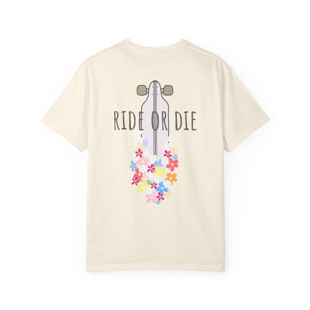 Ride or Die Skateboard T-Shirt — Floral Longboard Tee