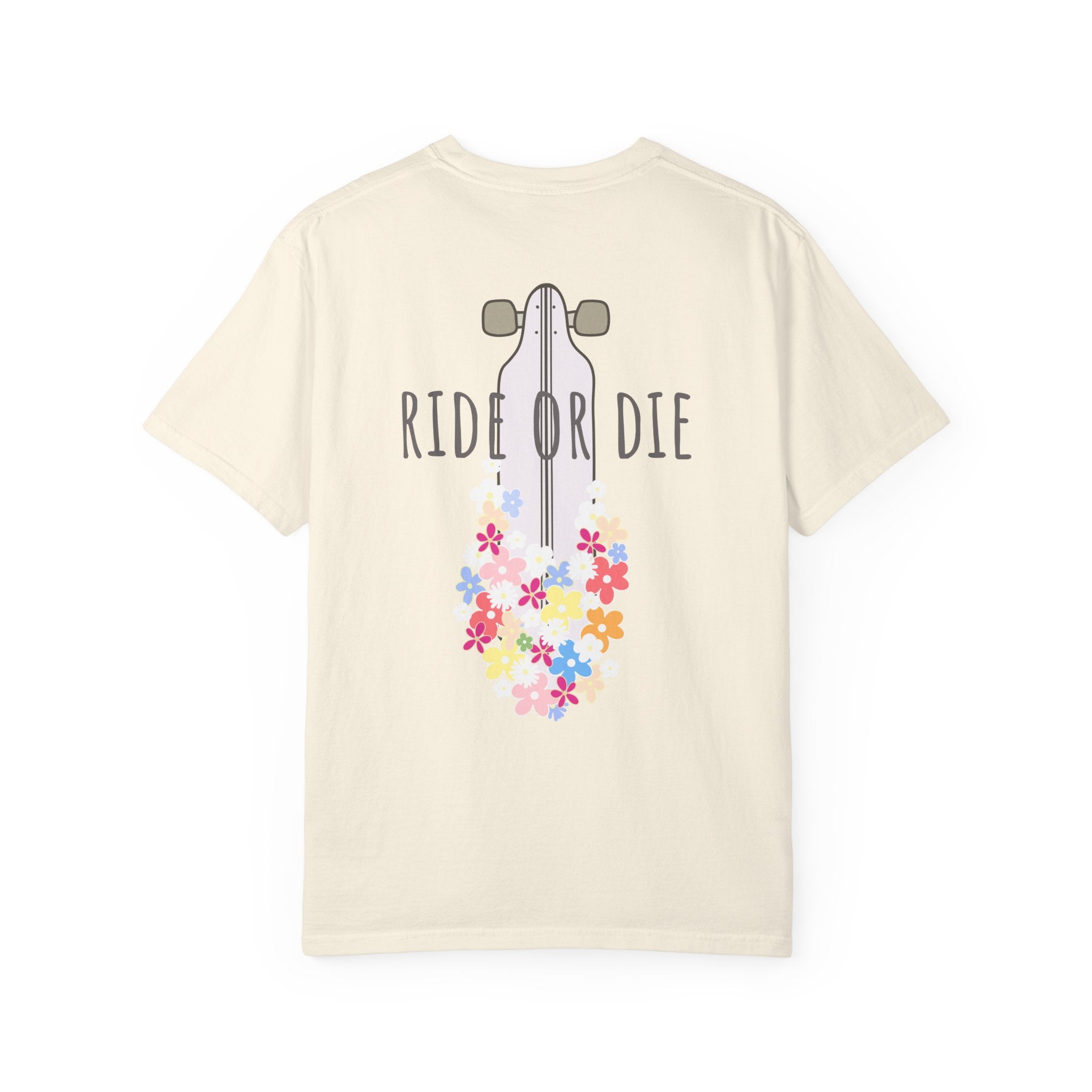 Ride or Die Skateboard T-Shirt — Floral Longboard Tee