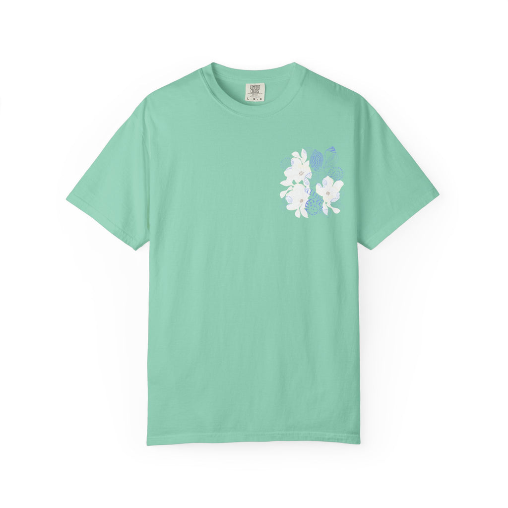 Southern Bred, Ocean Fed T-Shirt — Coastal Shell Print Garment-Dyed Tee