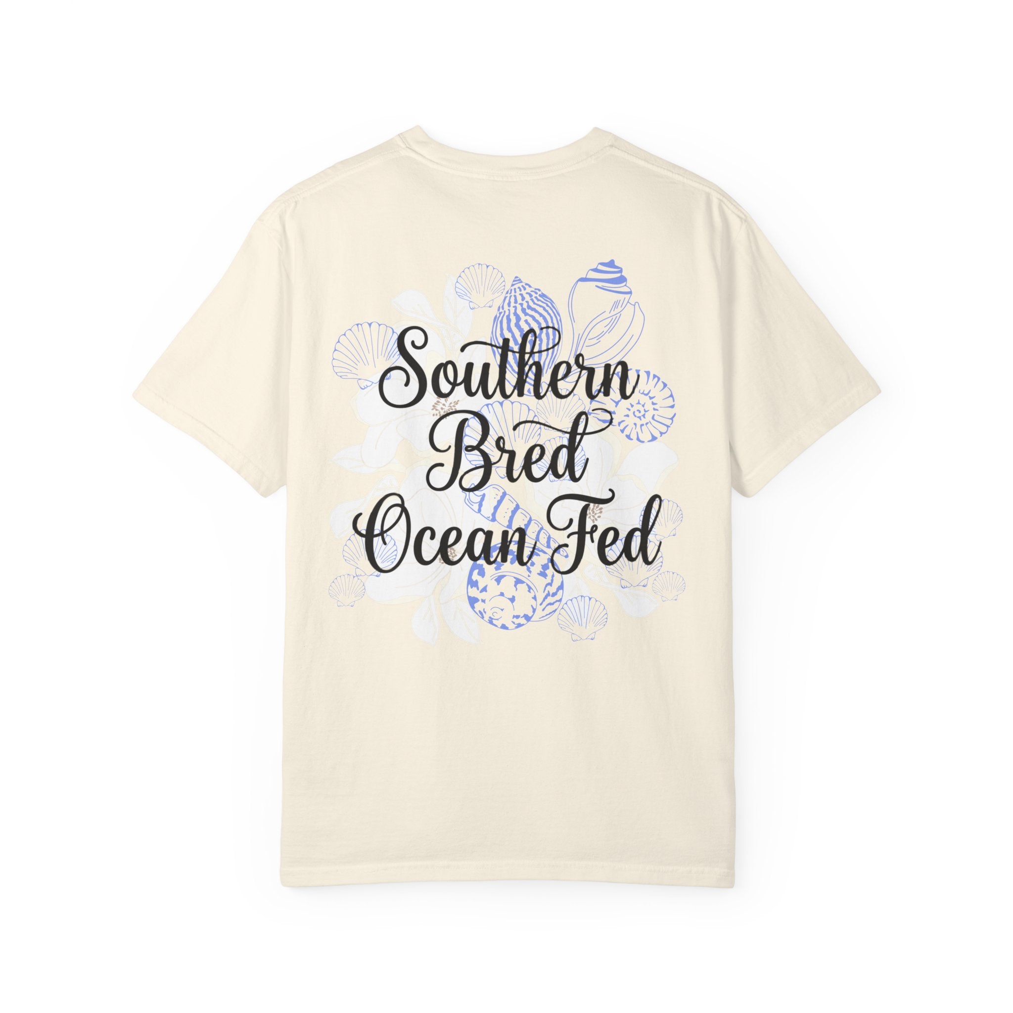 Southern Bred, Ocean Fed T-Shirt — Coastal Shell Print Garment-Dyed Tee