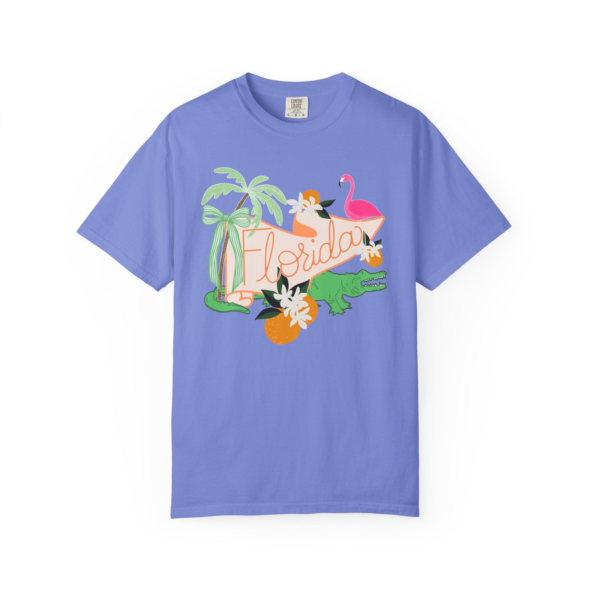 Florida T-Shirt — Retro Flamingo, Palm & Orange Graphic