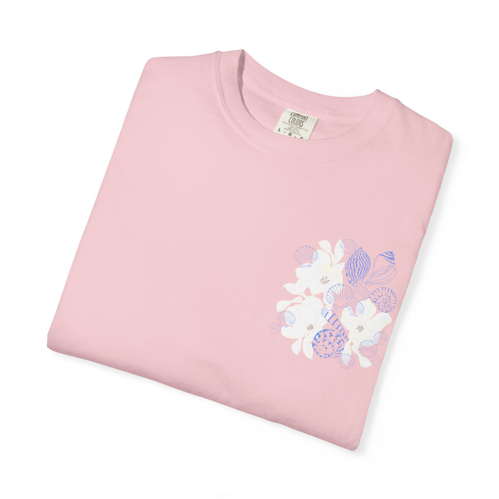 Southern Bred, Ocean Fed T-Shirt — Coastal Shell Print Garment-Dyed Tee