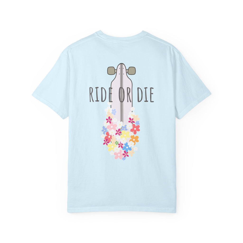 Ride or Die Skateboard T-Shirt — Floral Longboard Tee