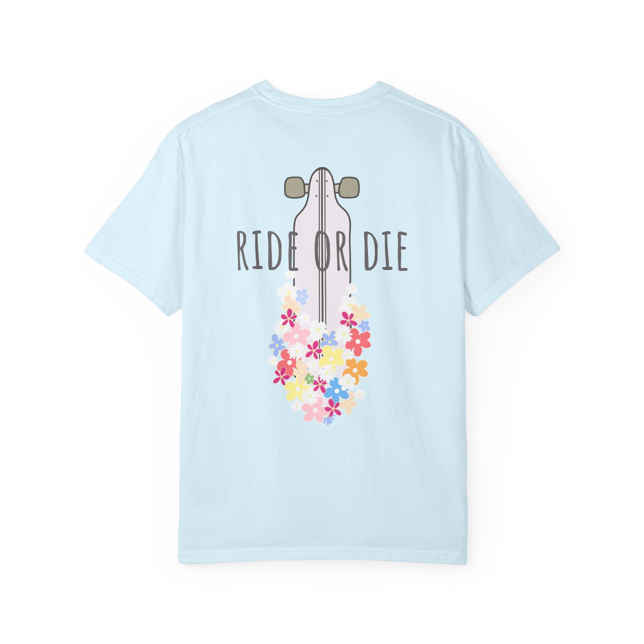 Ride or Die Skateboard T-Shirt — Floral Longboard Tee