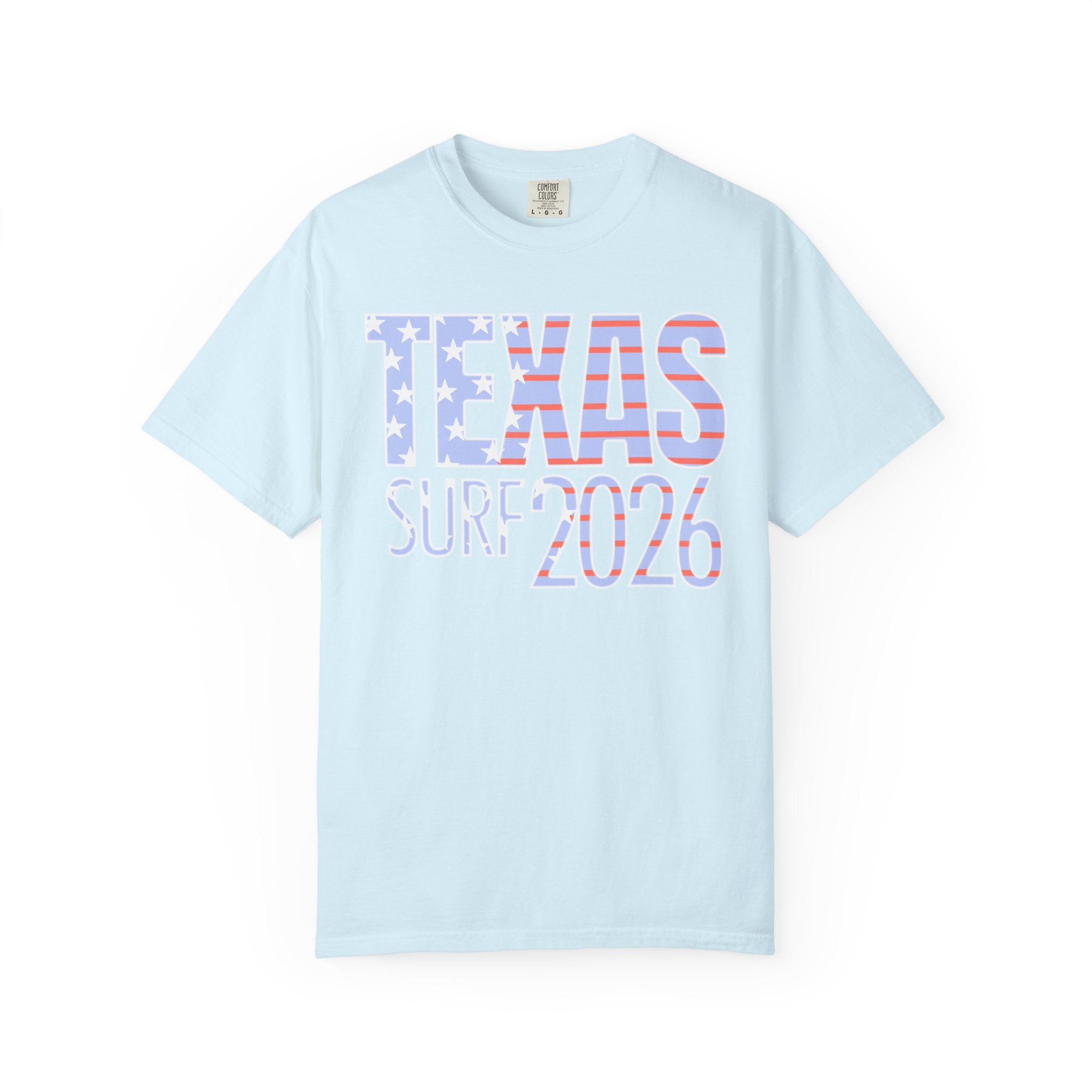 Texas Surf 2026 T-Shirt — American Flag Retro Beach Tee