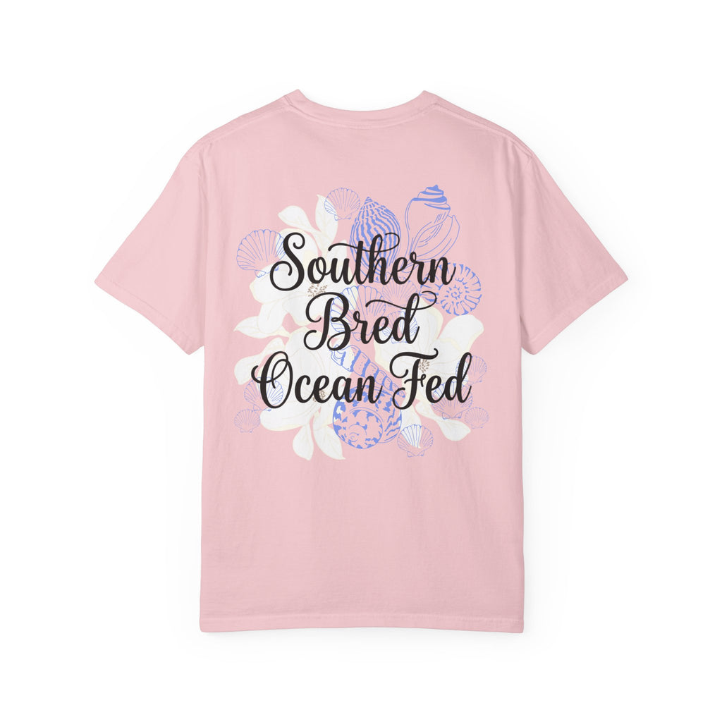 Southern Bred, Ocean Fed T-Shirt — Coastal Shell Print Garment-Dyed Tee