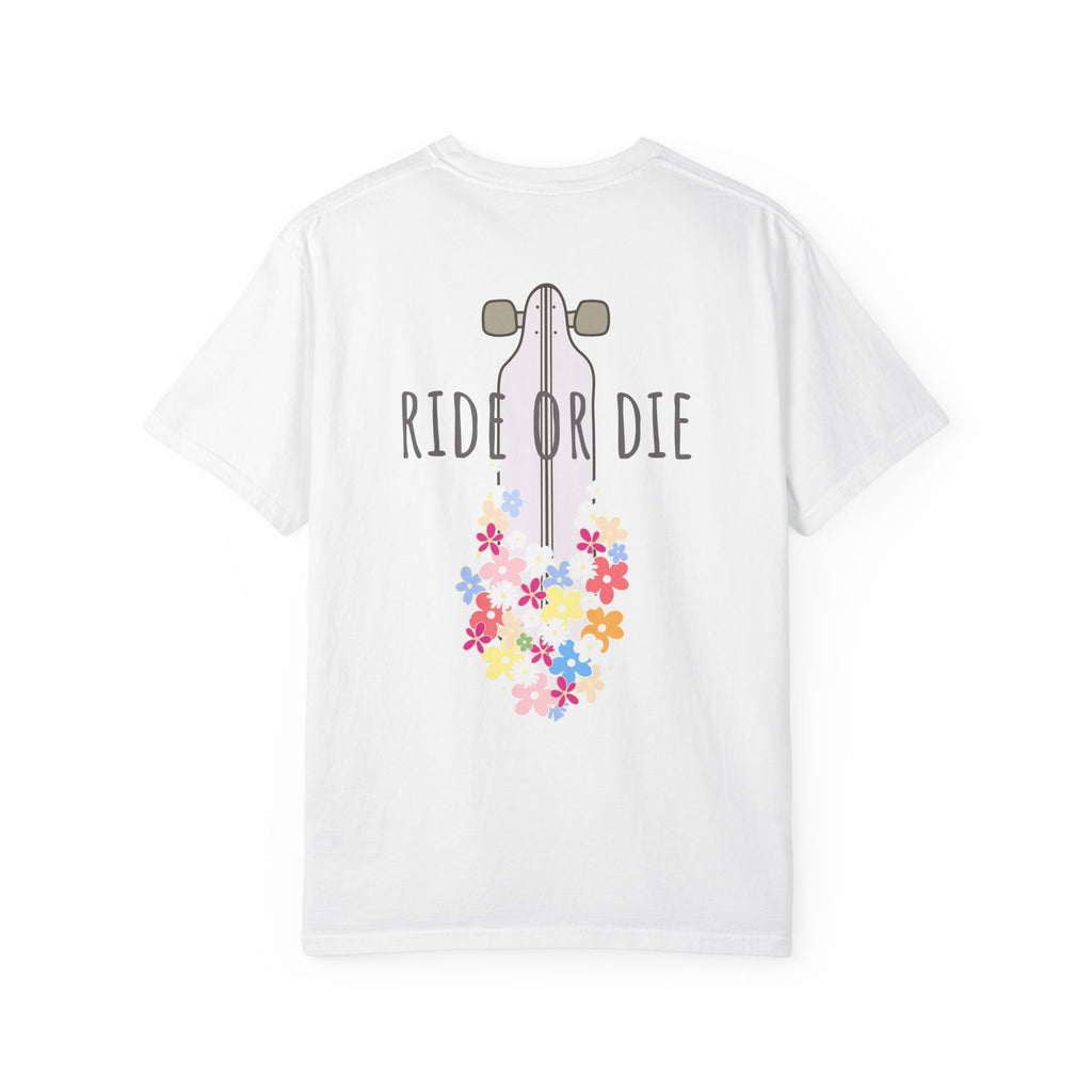 Ride or Die Skateboard T-Shirt — Floral Longboard Tee