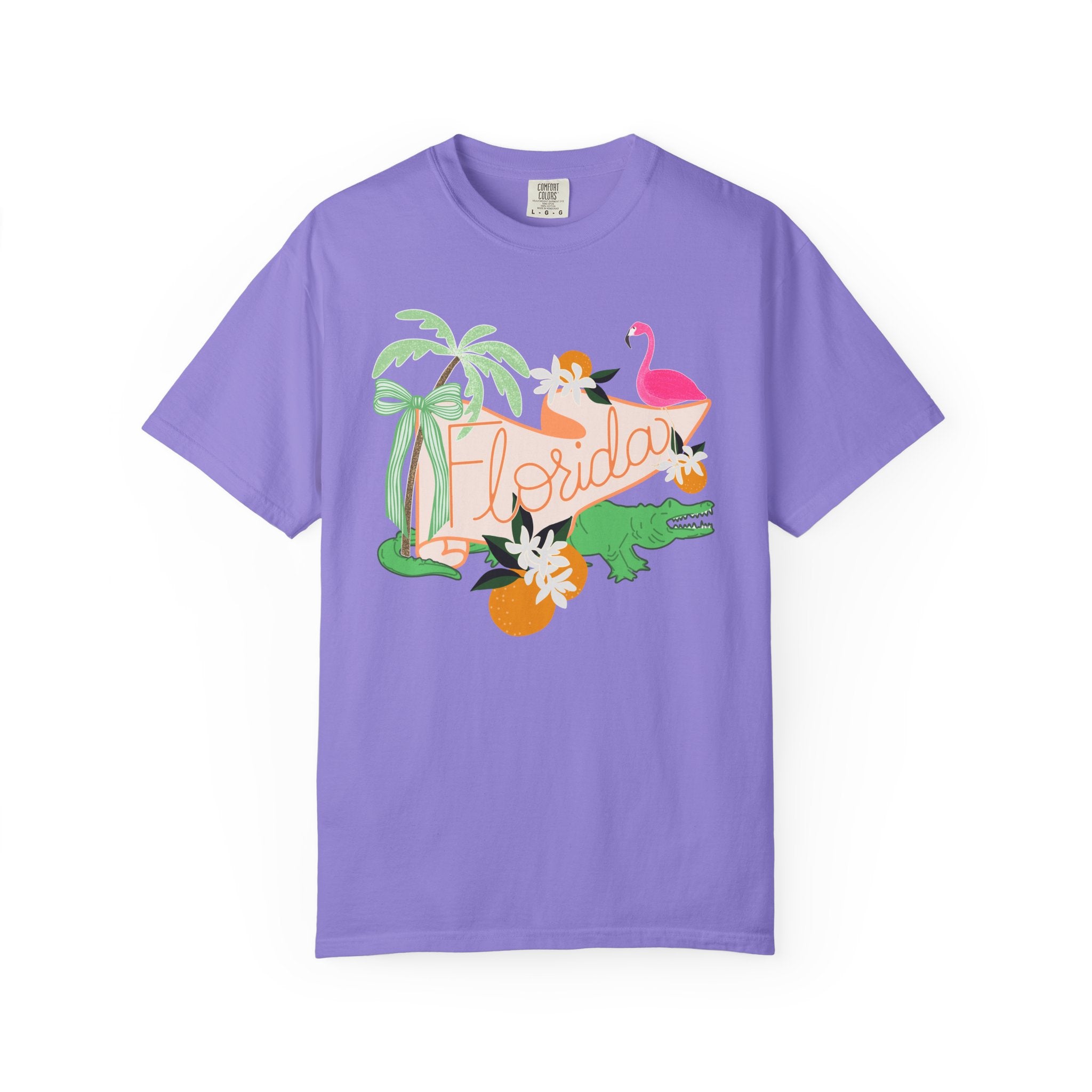Florida T-Shirt — Retro Flamingo, Palm & Orange Graphic