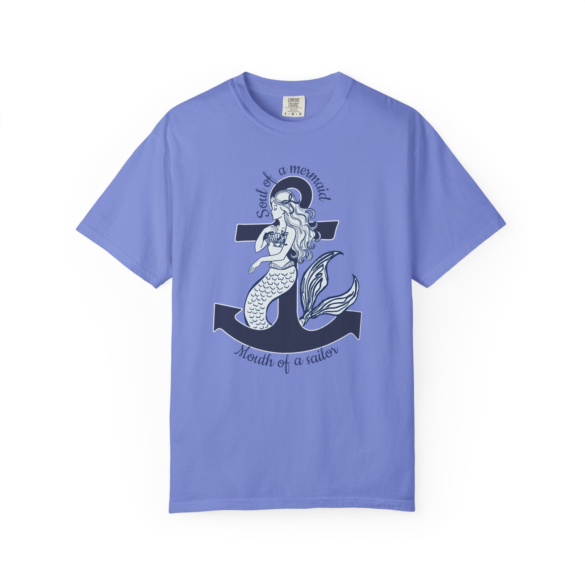 Mermaid & Anchor Graphic T-Shirt — "Soul of a Mermaid, Mouth of a Sailor"