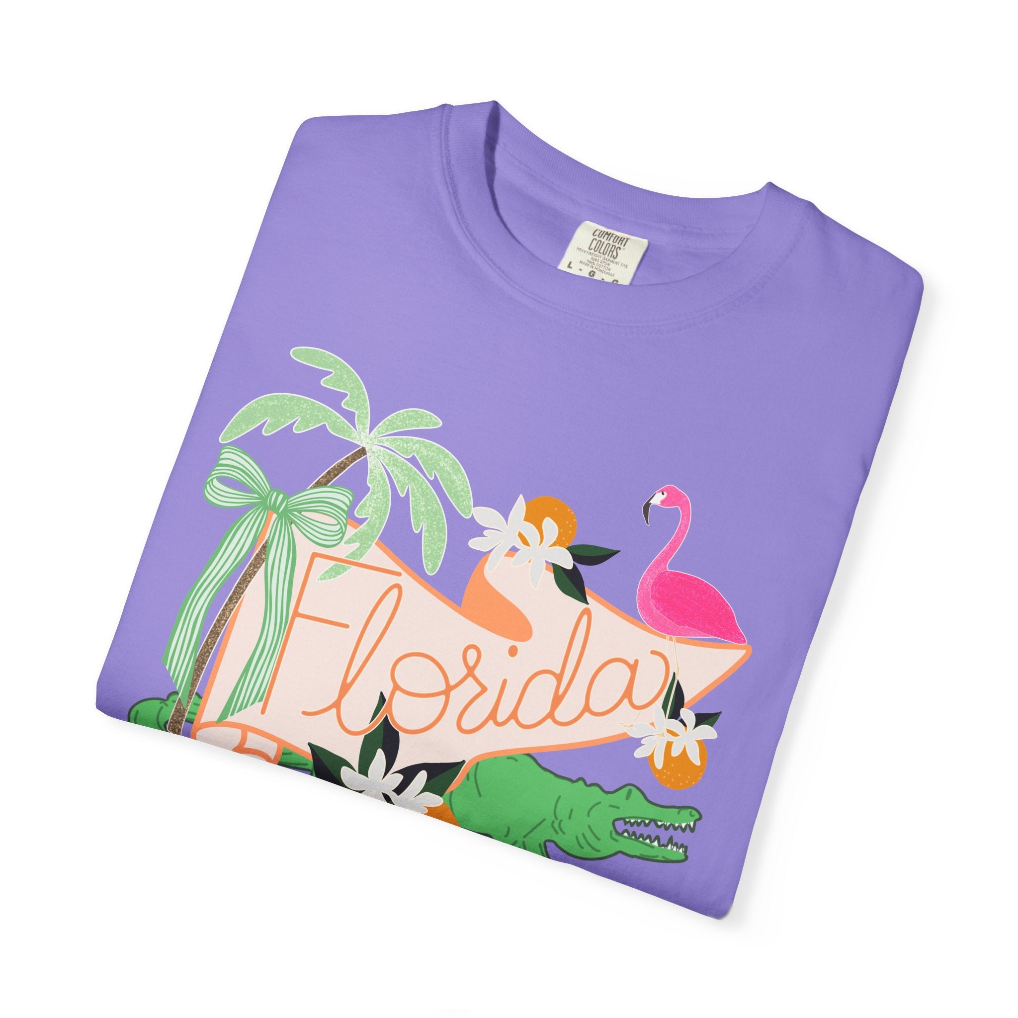 Florida T-Shirt — Retro Flamingo, Palm & Orange Graphic