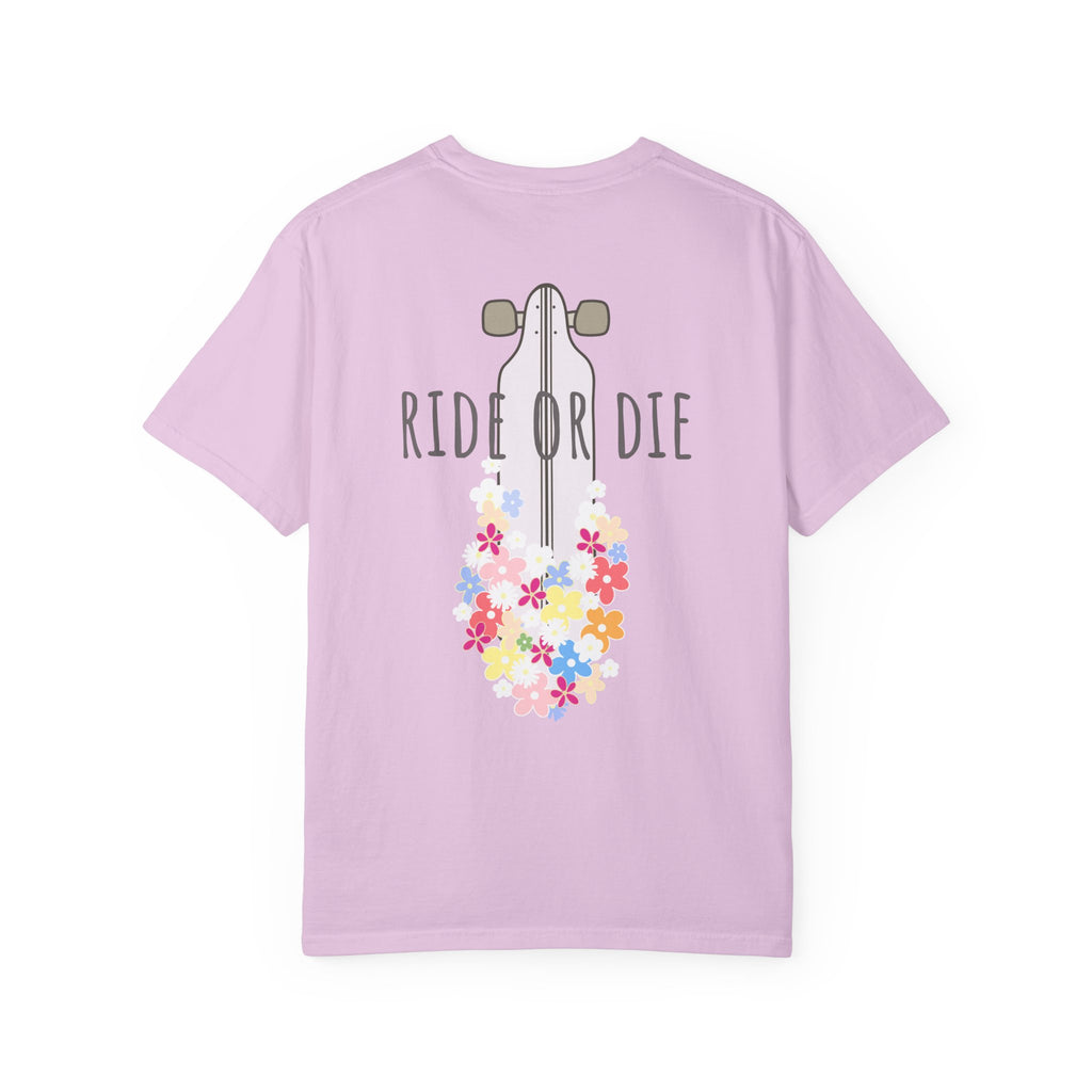 Ride or Die Skateboard T-Shirt — Floral Longboard Tee