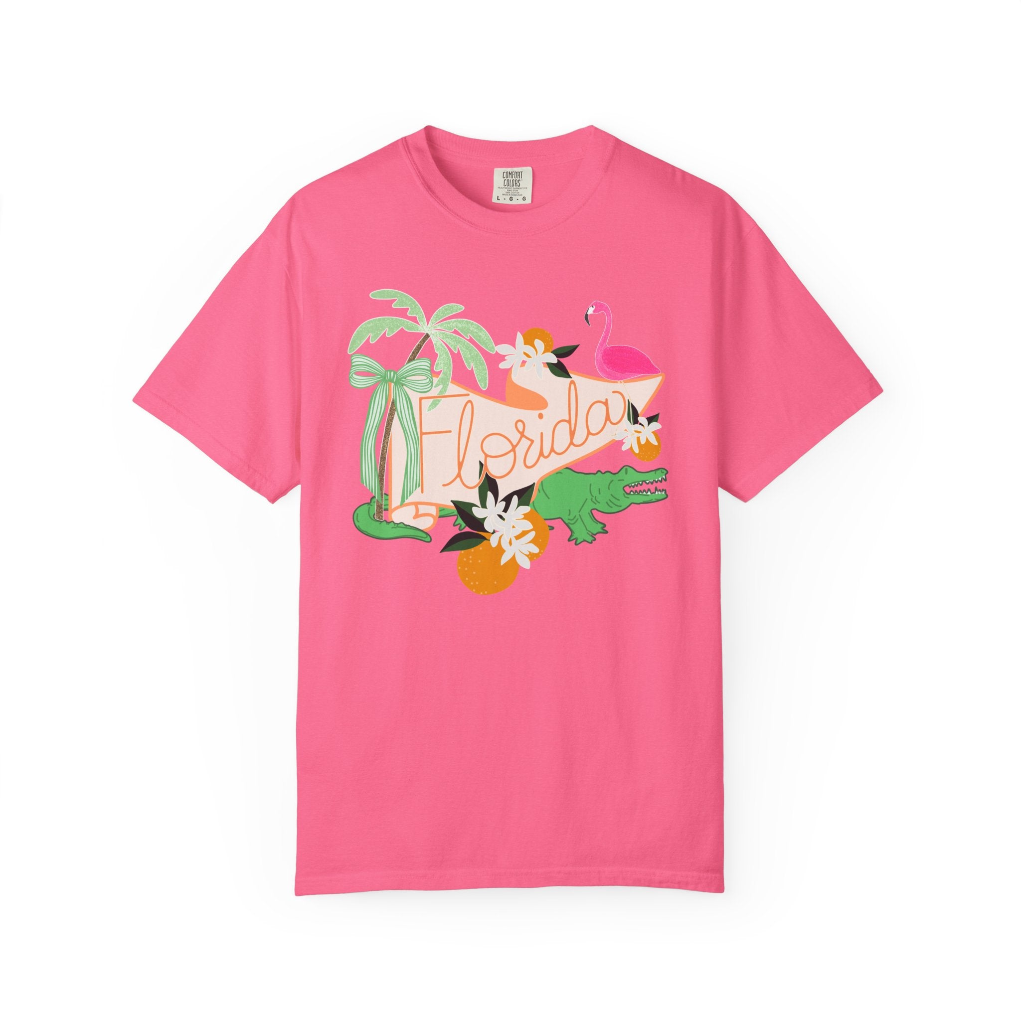 Florida T-Shirt — Retro Flamingo, Palm & Orange Graphic