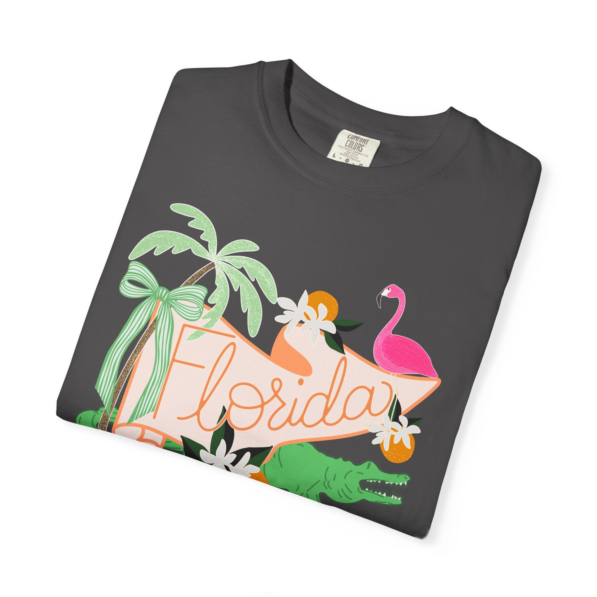 Florida T-Shirt — Retro Flamingo, Palm & Orange Graphic