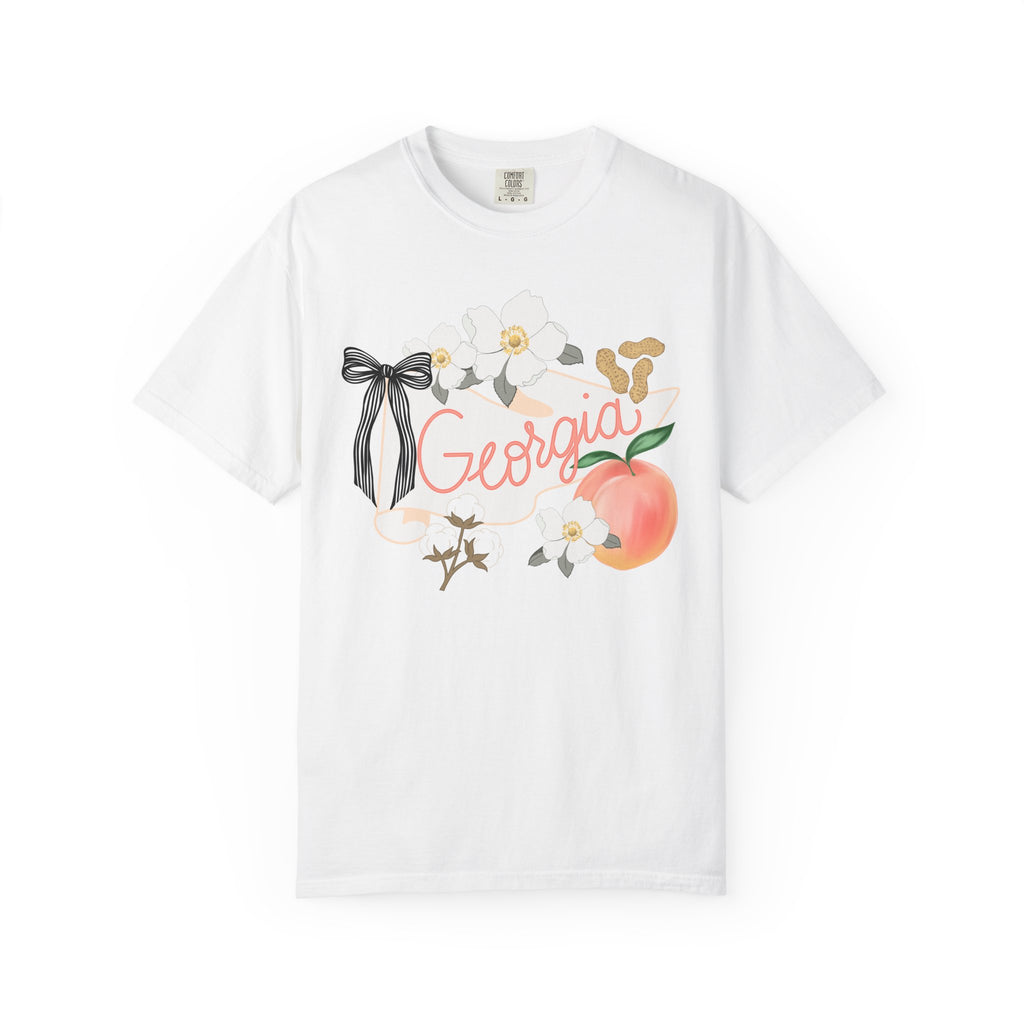 Georgia T-Shirt - Peach Floral and Peanuts