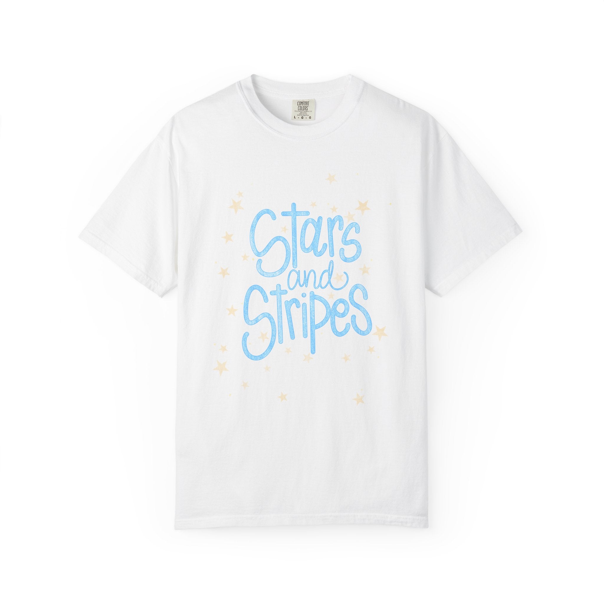 Stars and Stripes T-Shirt — Pastel Script Graphic Tee