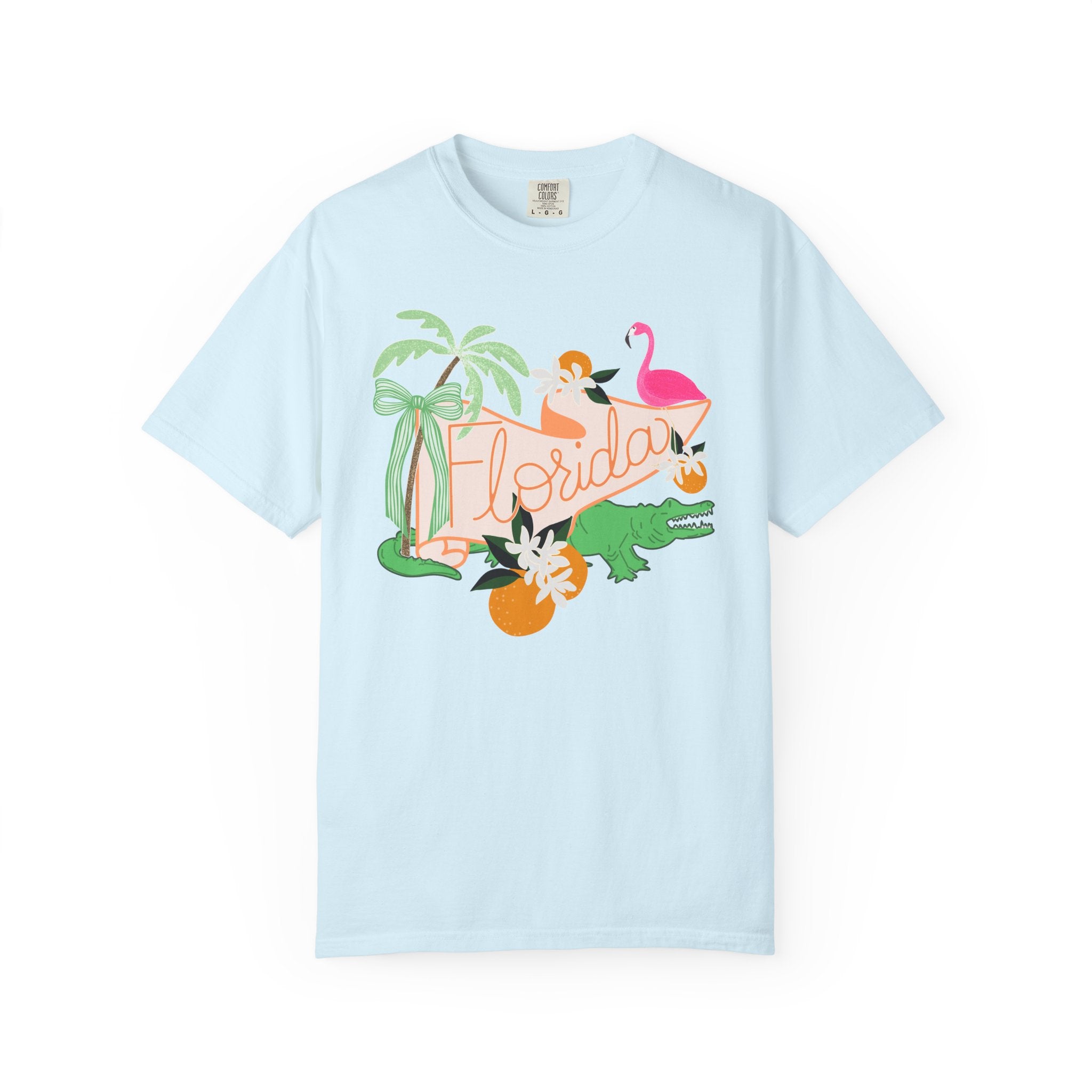 Florida T-Shirt — Retro Flamingo, Palm & Orange Graphic