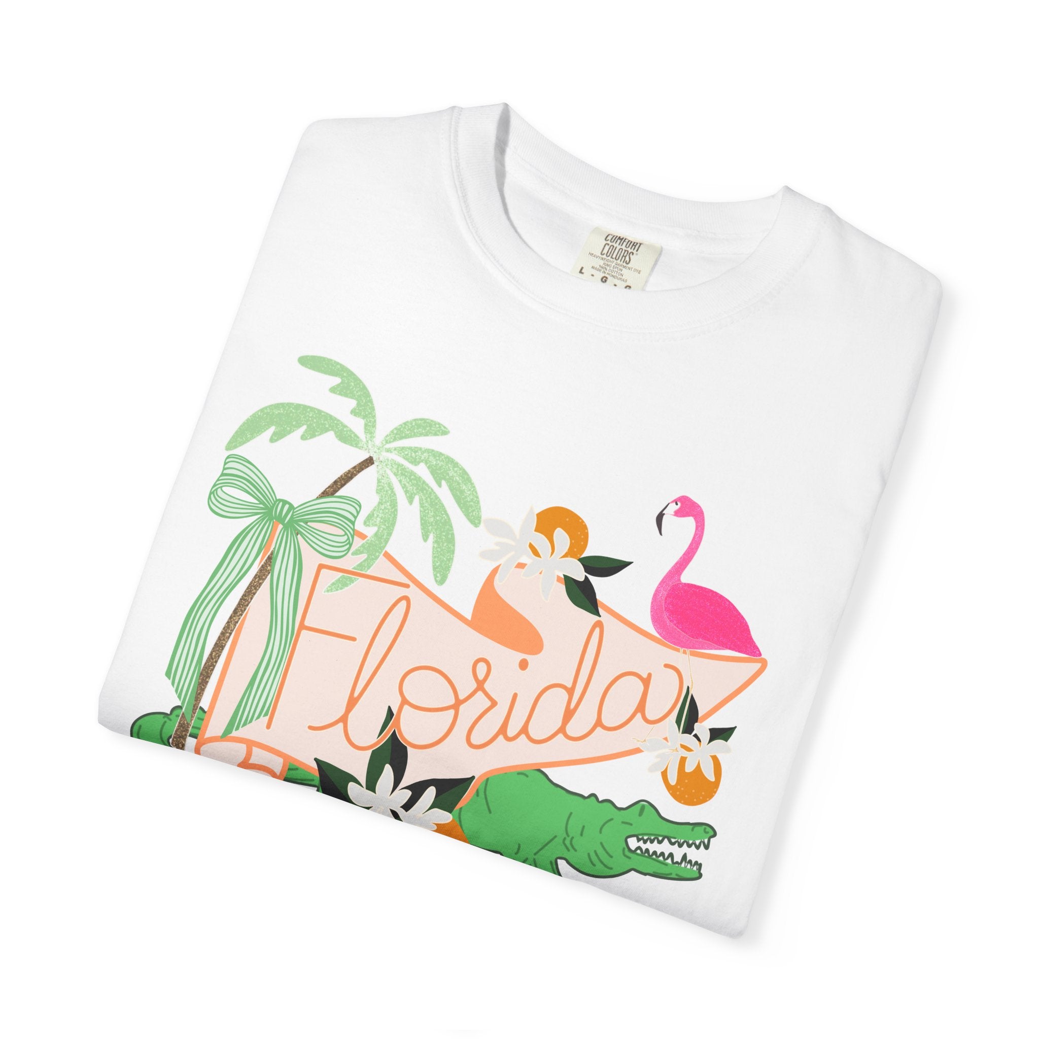 Florida T-Shirt — Retro Flamingo, Palm & Orange Graphic