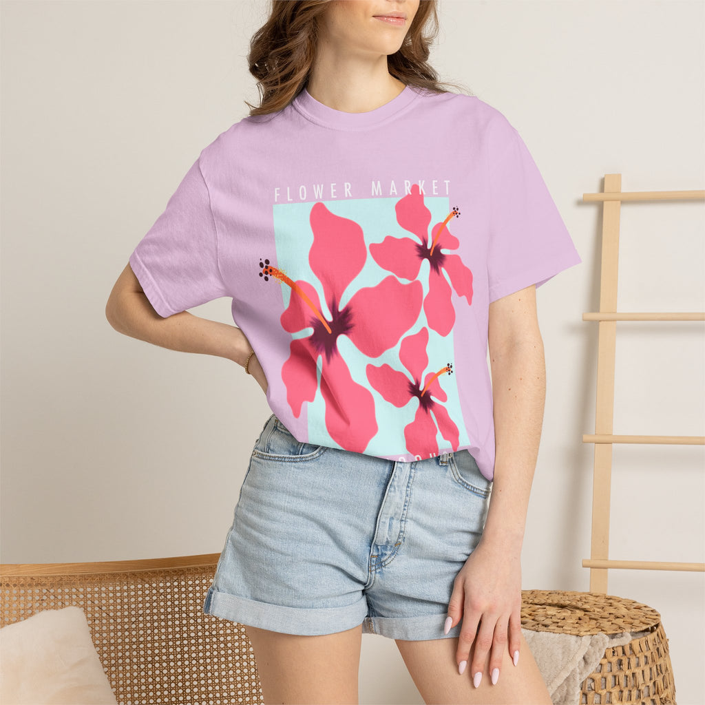 Hibiscus Floral Tee — Pink Tropical Flower Graphic T-Shirt
