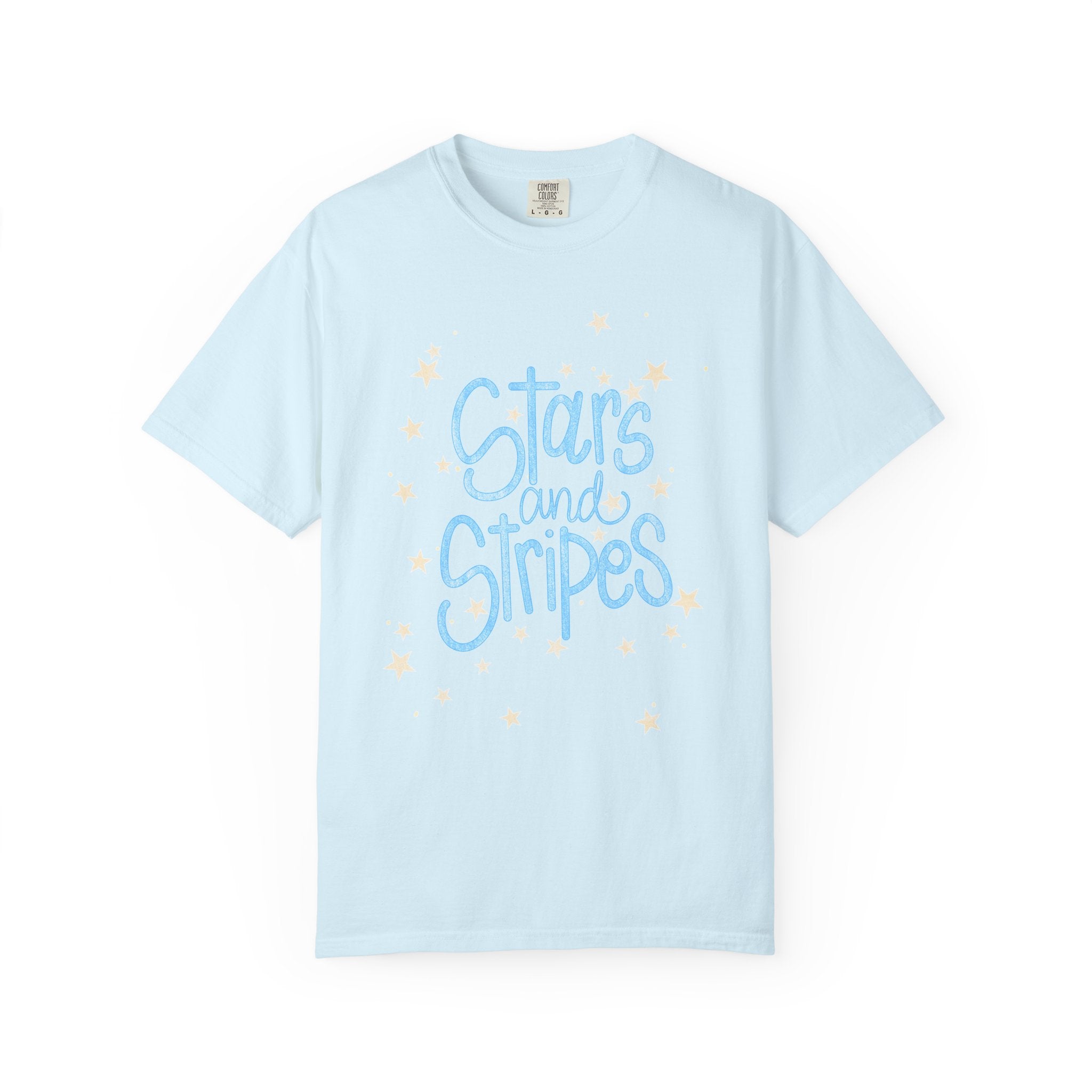 Stars and Stripes T-Shirt — Pastel Script Graphic Tee