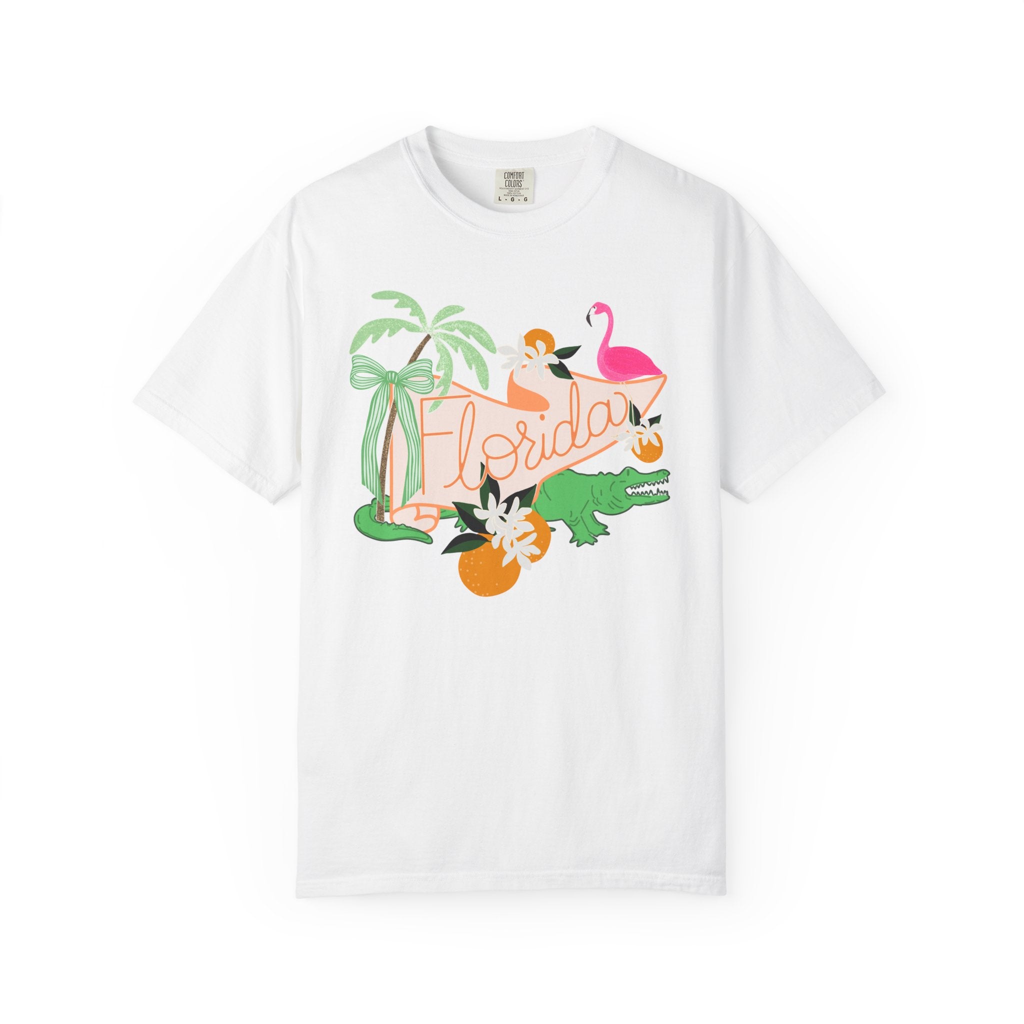 Florida T-Shirt — Retro Flamingo, Palm & Orange Graphic