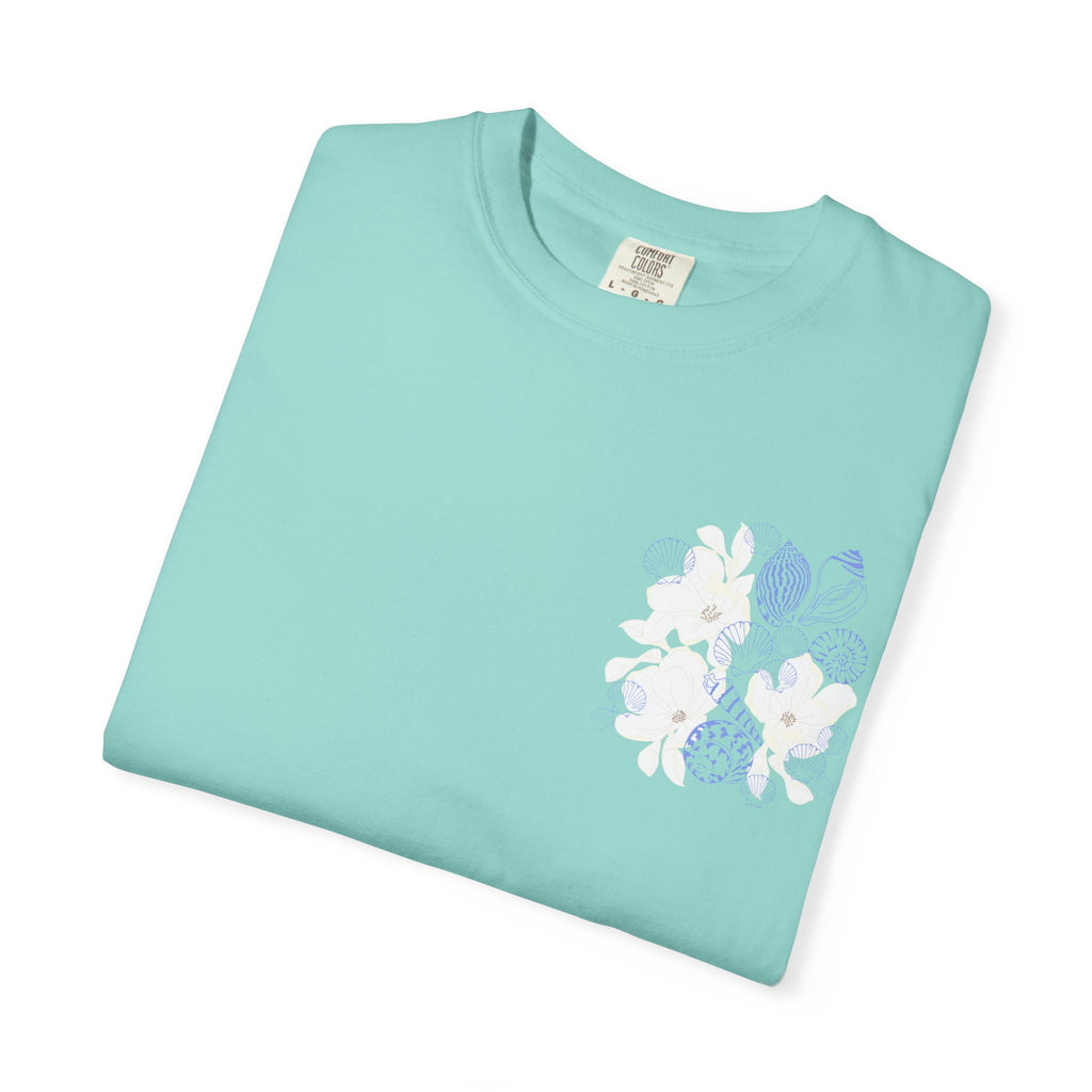 Southern Bred, Ocean Fed T-Shirt — Coastal Shell Print Garment-Dyed Tee