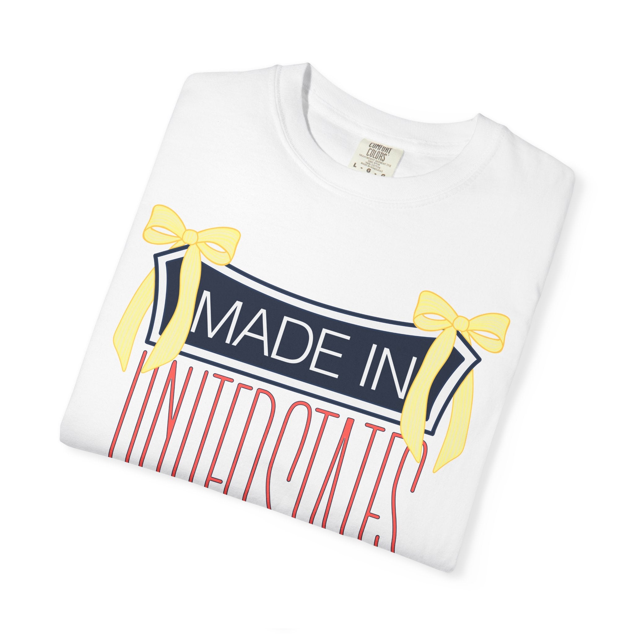 Made in United States T-Shirt — Patriotic Graphic Tee with Ribbon Accents