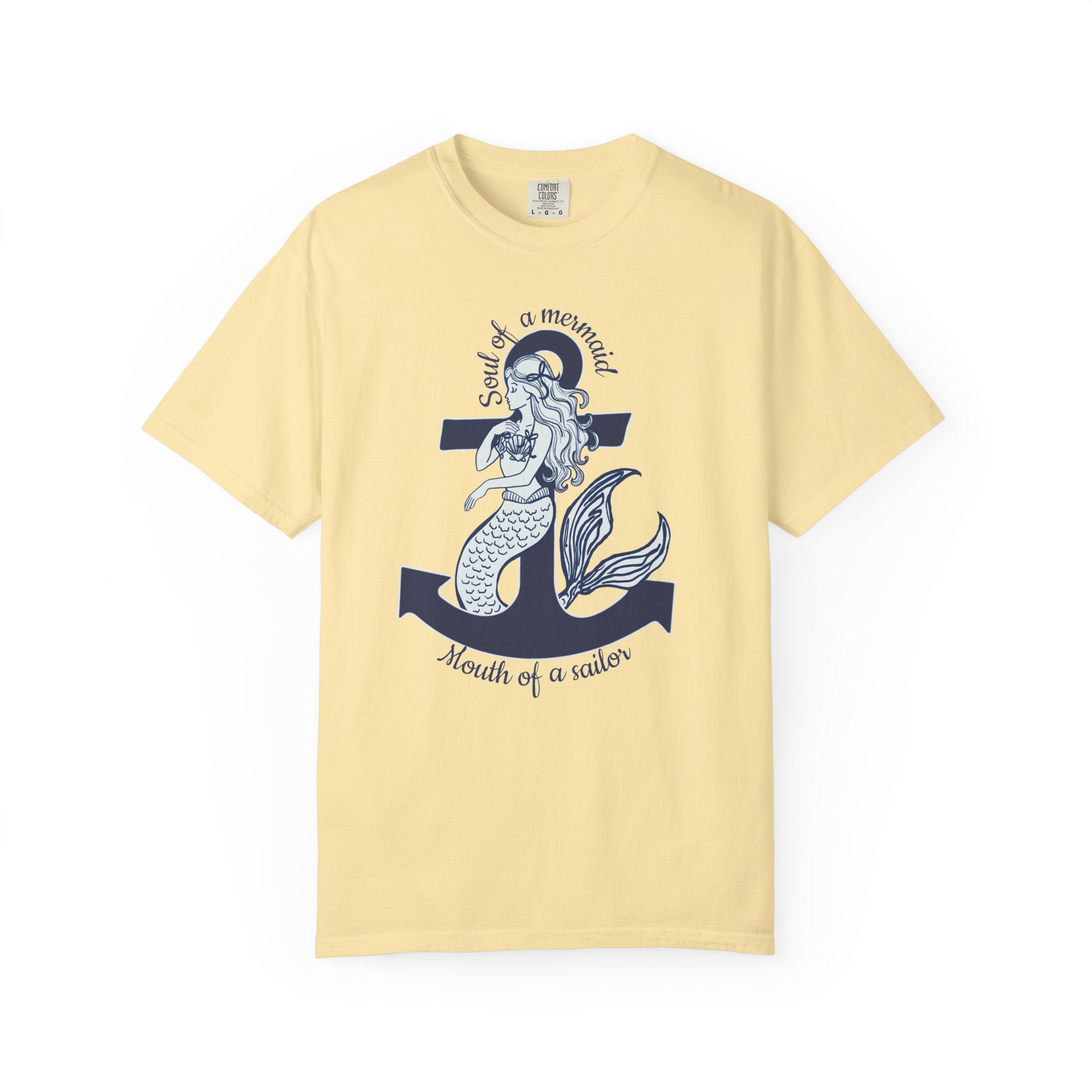 Mermaid & Anchor Graphic T-Shirt — "Soul of a Mermaid, Mouth of a Sailor"