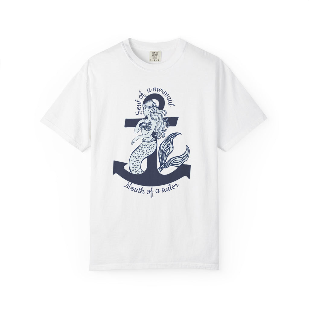 Mermaid & Anchor Graphic T-Shirt — "Soul of a Mermaid, Mouth of a Sailor"